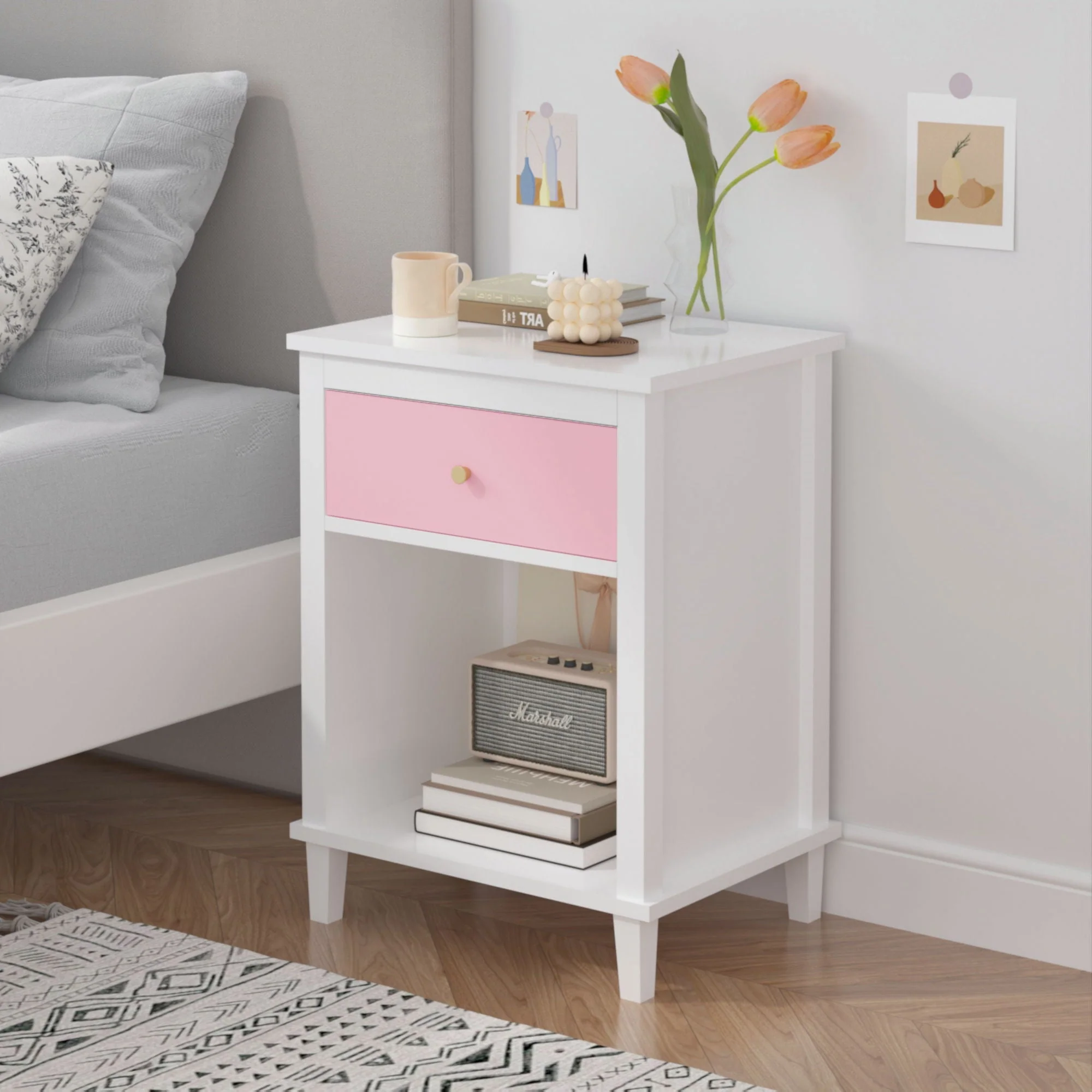 Nightstand With 1 Drawer 1 Shelf - Image 12