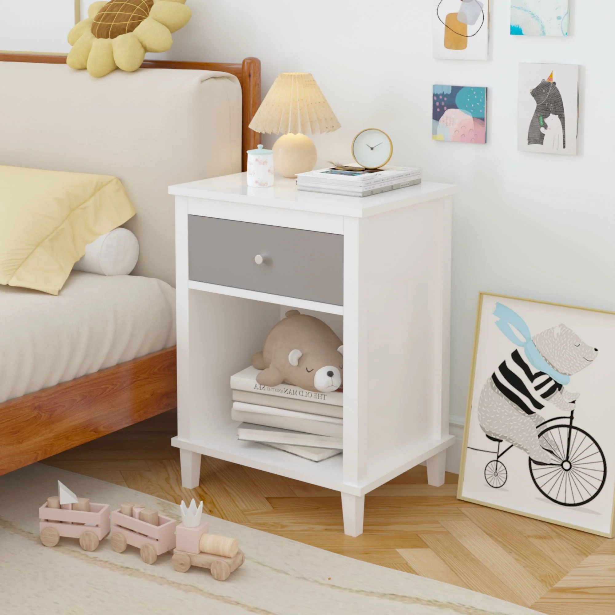 Nightstand With 1 Drawer 1 Shelf - Image 4