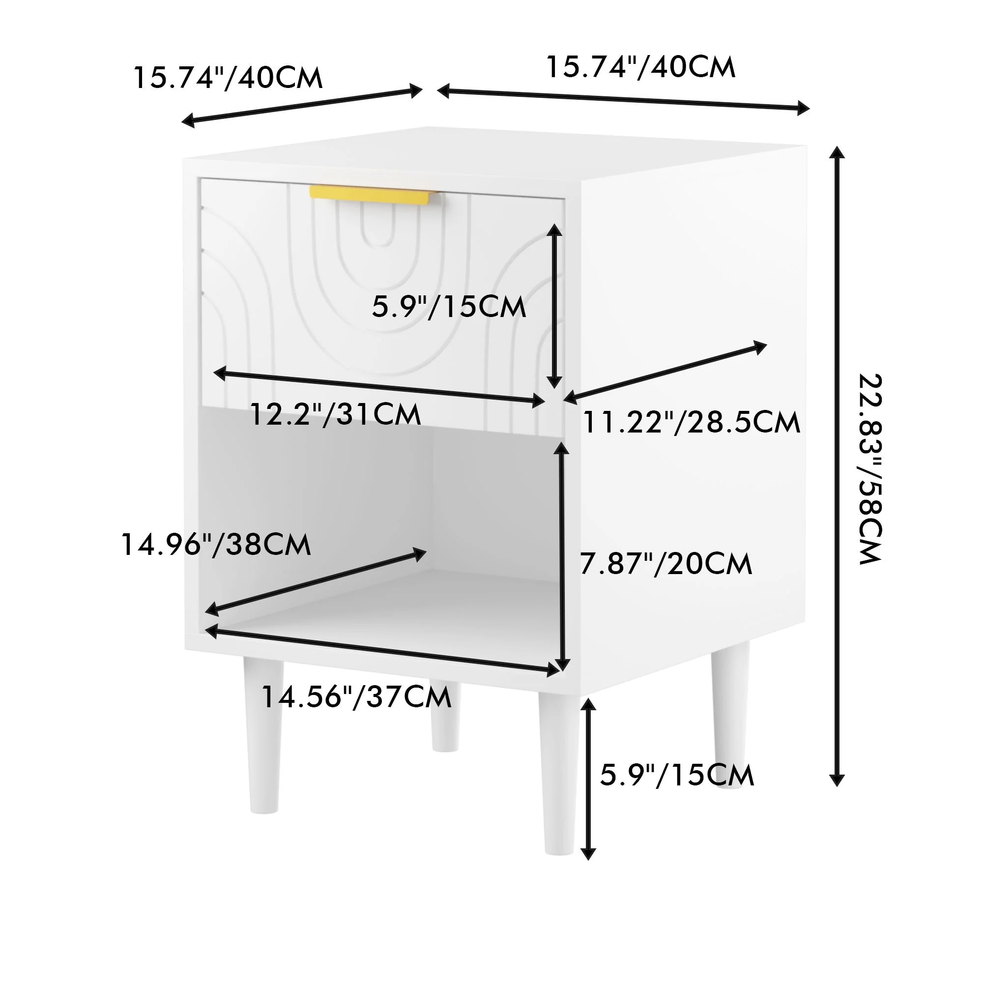 Nightstand With 1 Drawer And Open Shelf - White - Image 3