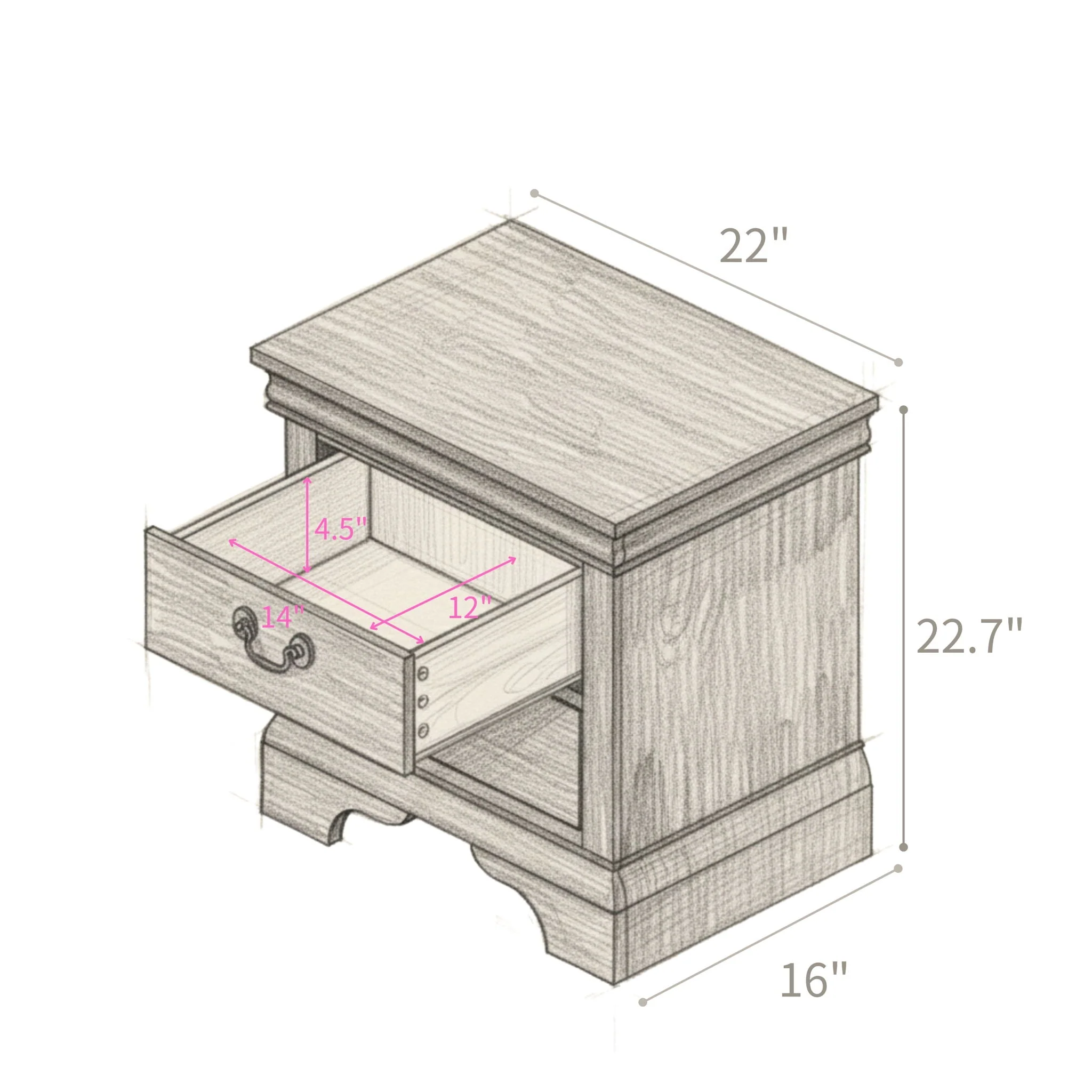 Nightstand With 2 Drawers - Image 4