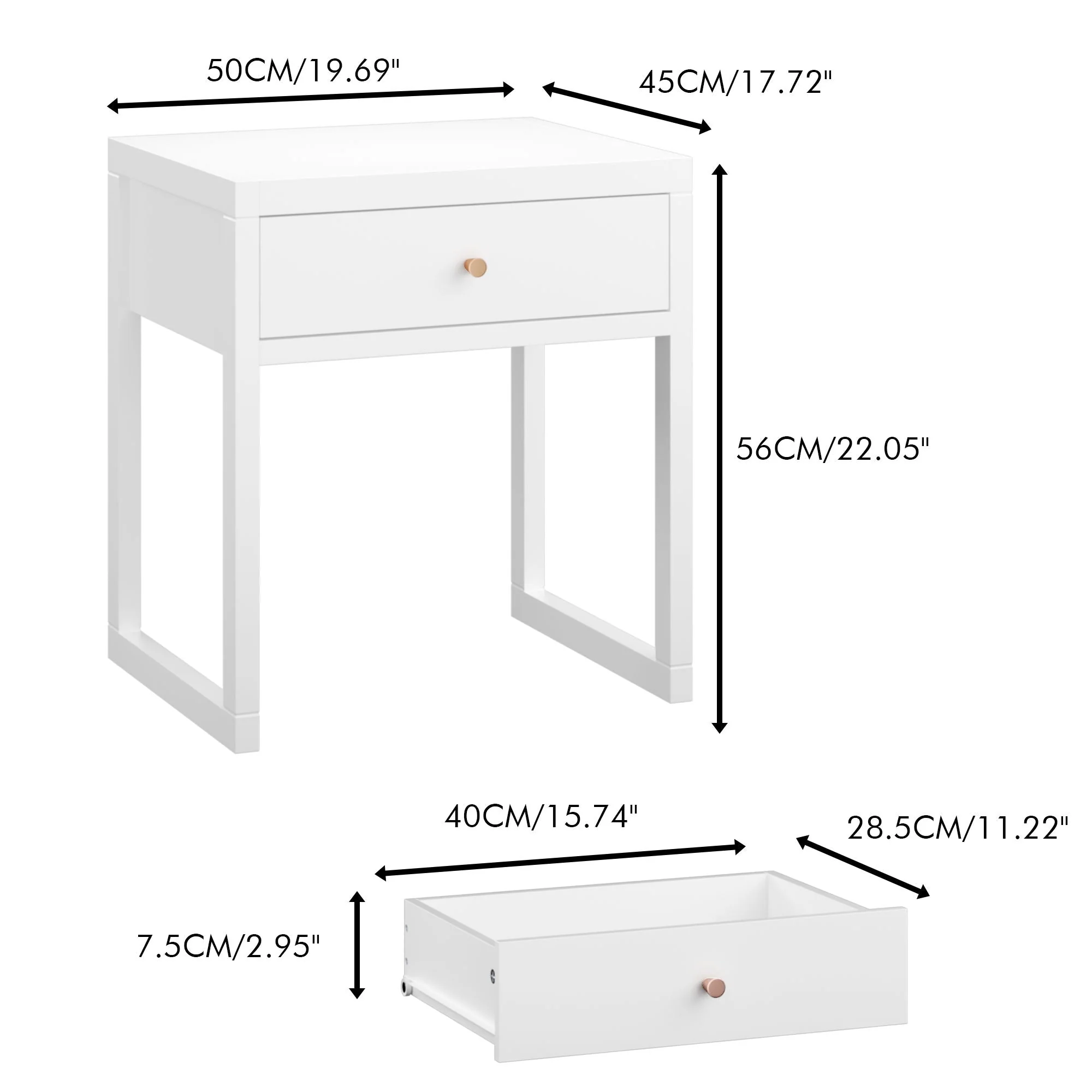 Nightstand With Drawer, Minimalist Bedside Table, Compact End Table For Bedroom - White - Image 3