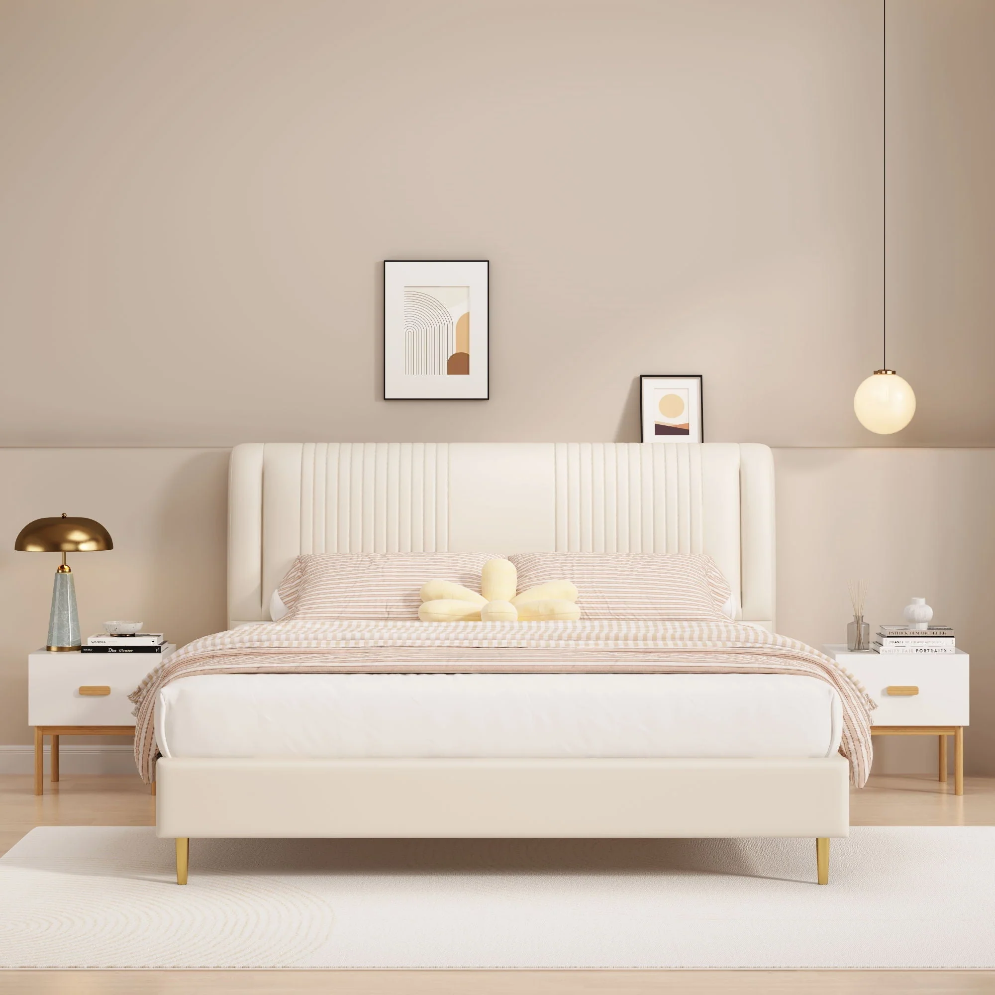 Nightstand With Drawer, Minimalist Bedside Table With Handle For Bedroom - White - Image 3