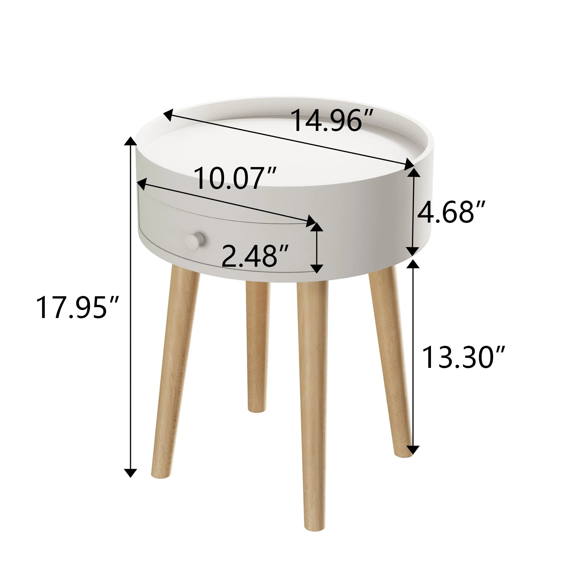 Nightstand With Storage Drawer, Bedside Table For Bedroom - White - Image 4