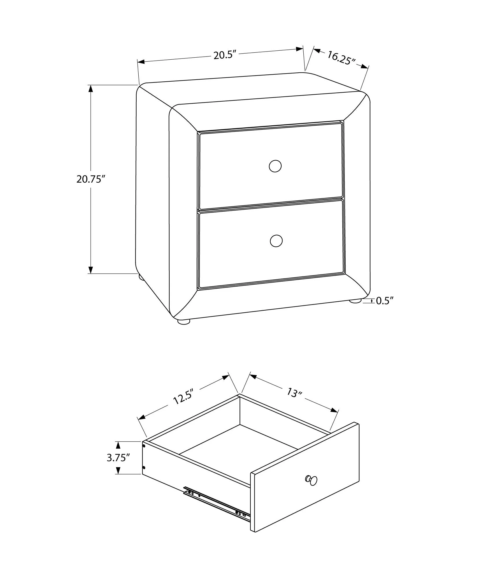 Nightstand with Storage Drawer, Upholstered, Transitional - Image 15