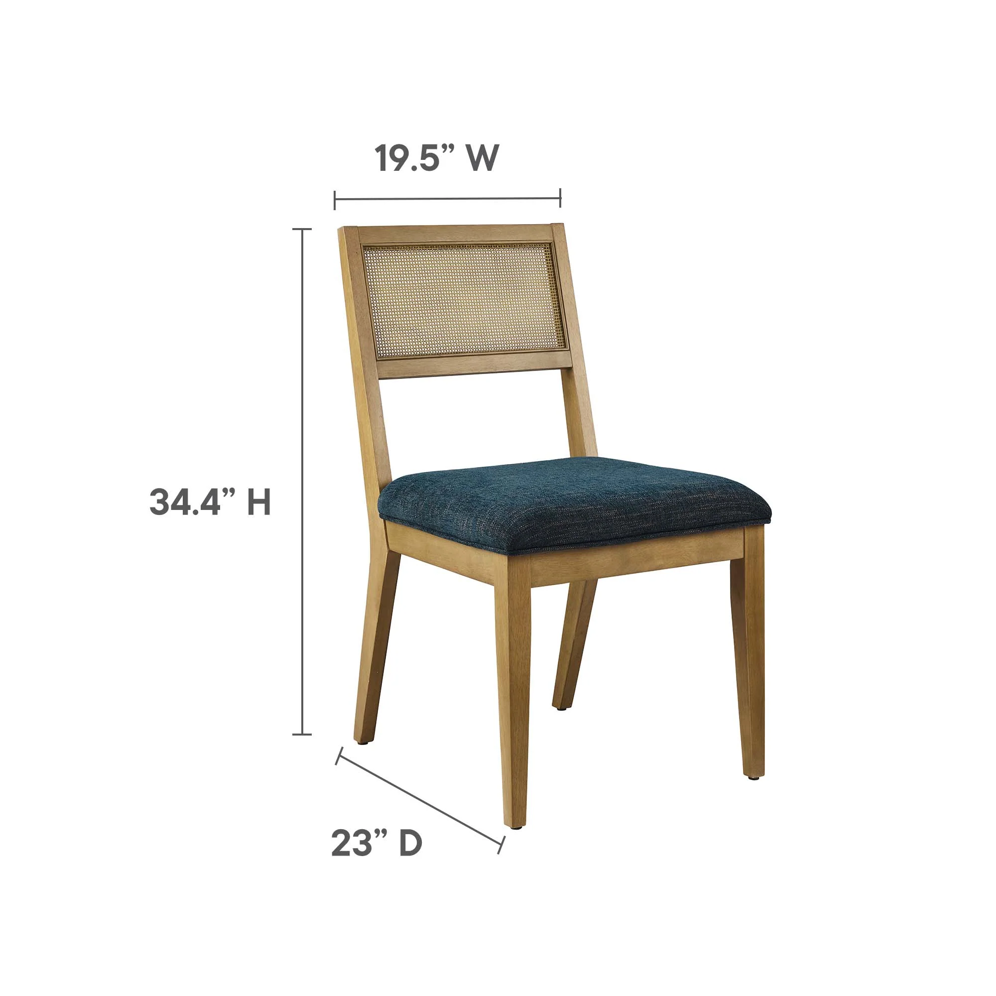 Nimba Faux Rattan Fabric Dining Chairs Set of 2 by Modway - Image 16