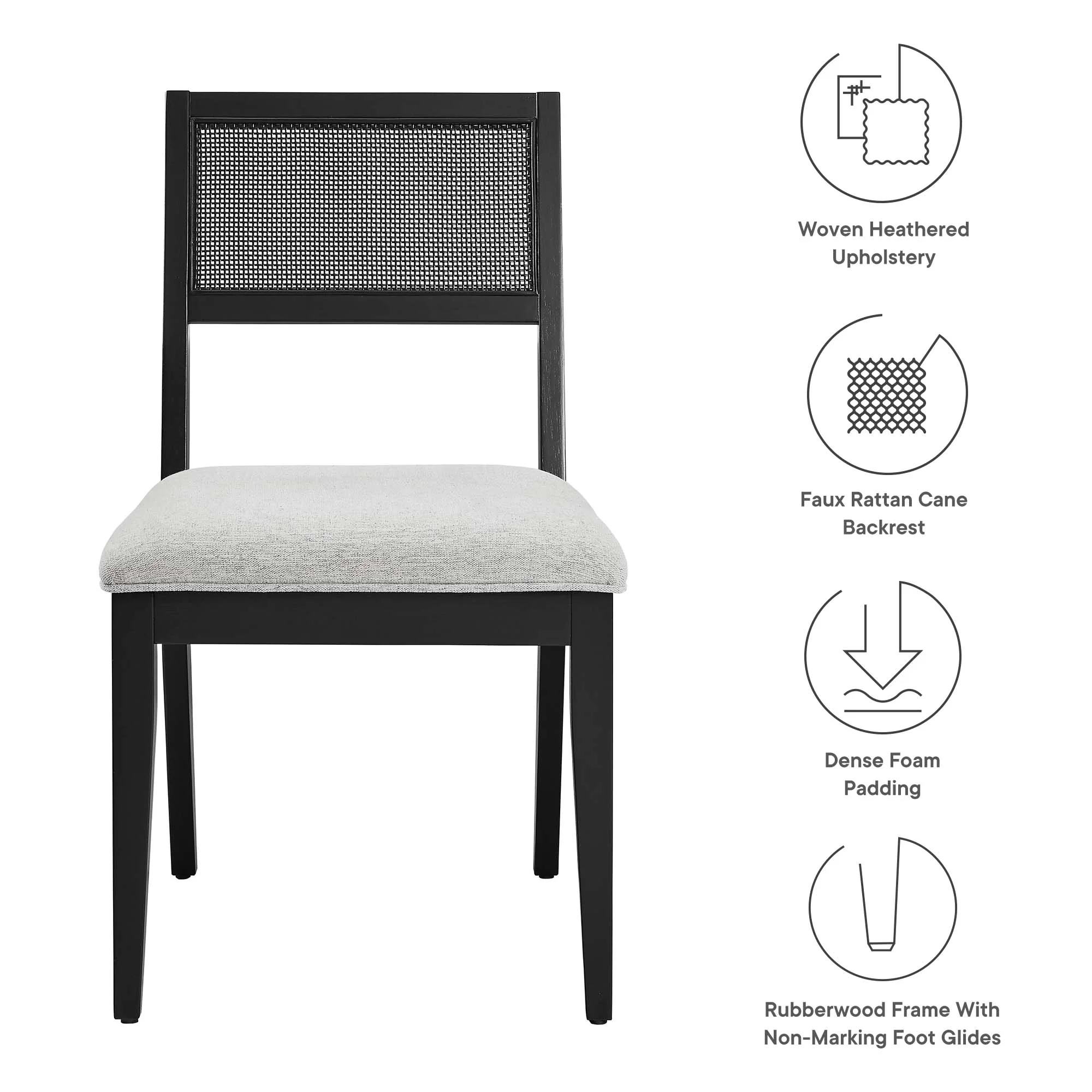 Nimba Faux Rattan Fabric Dining Chairs Set of 2 by Modway - Image 19