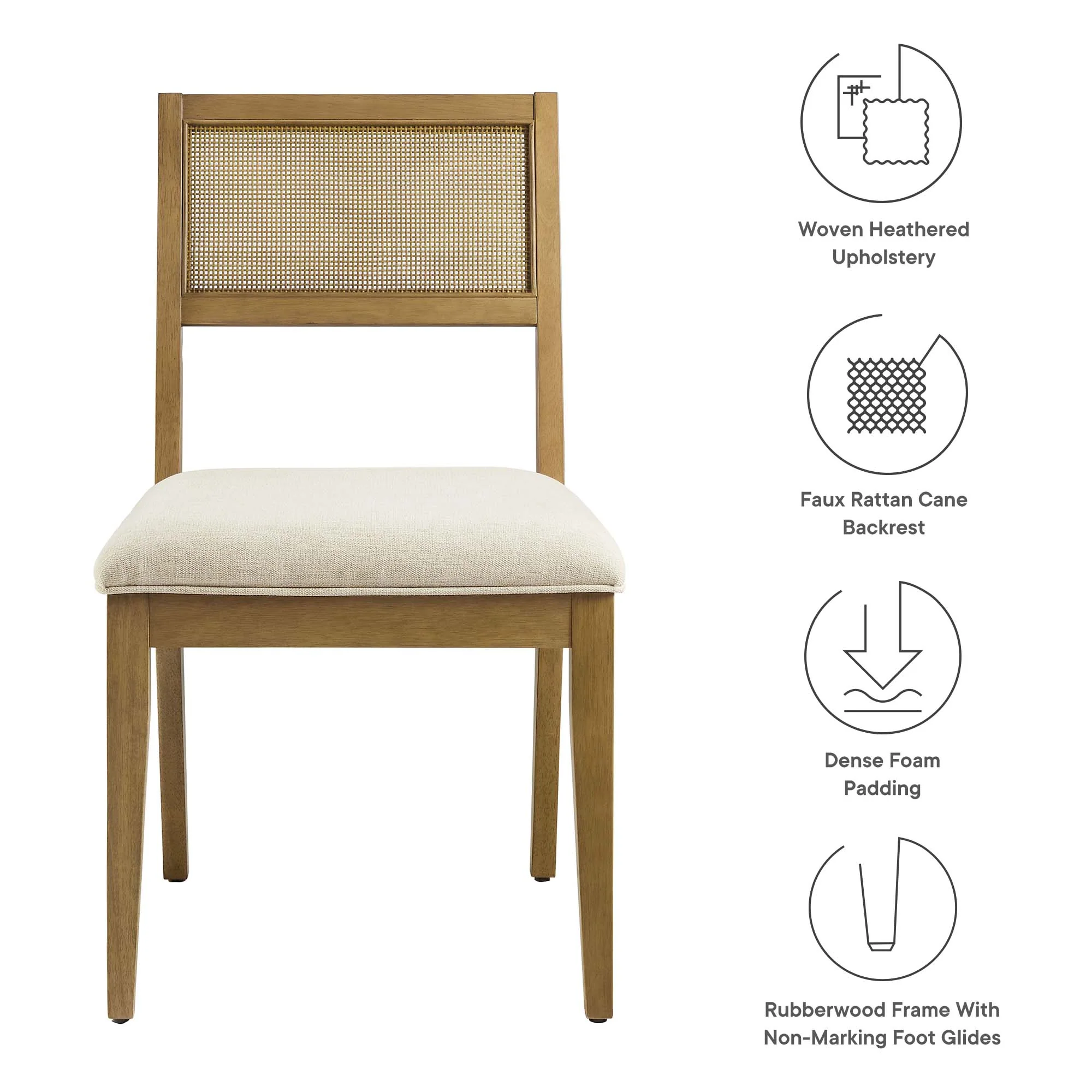Nimba Faux Rattan Fabric Dining Chairs Set of 2 by Modway - Image 2