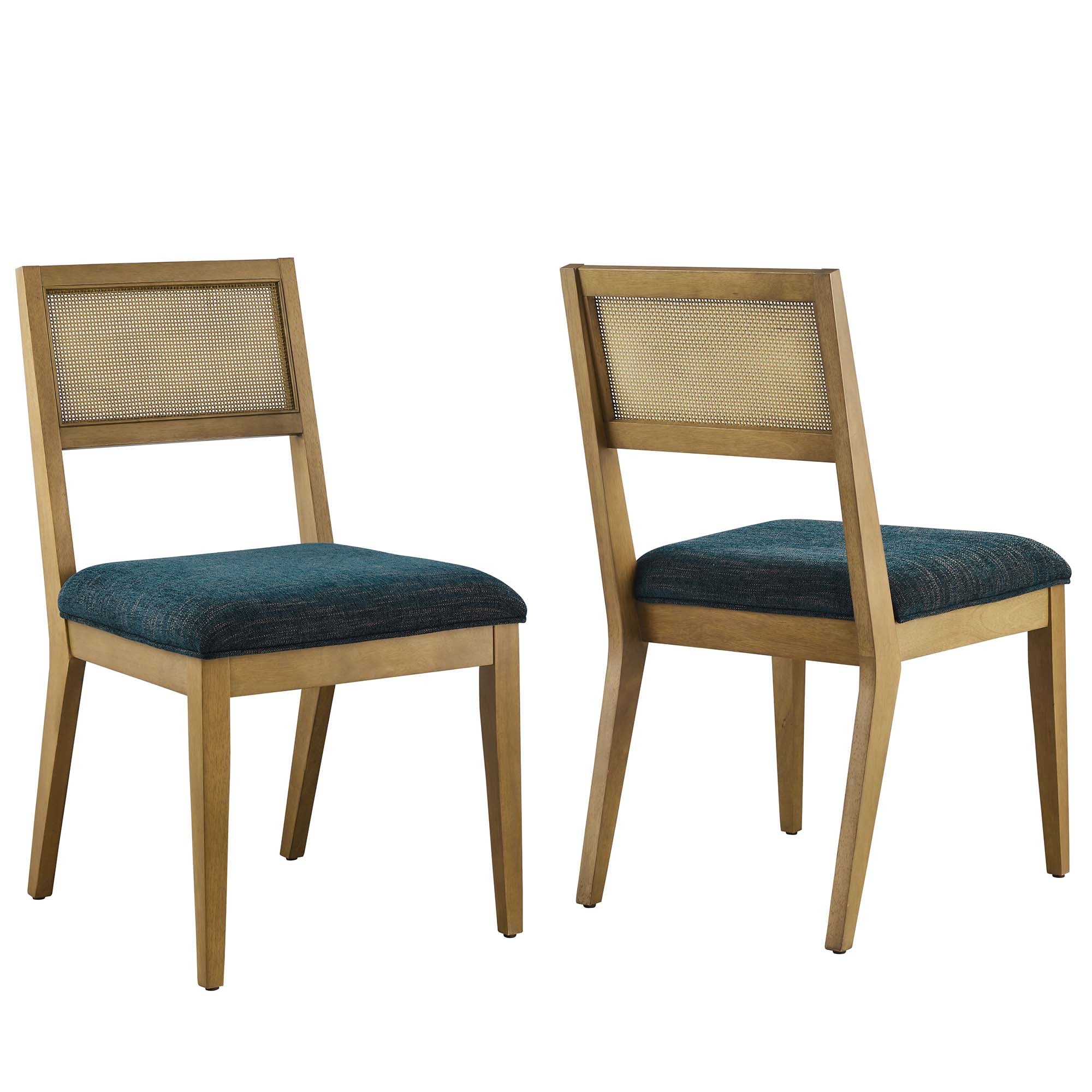 Nimba Faux Rattan Fabric Dining Chairs Set of 2 by Modway - Image 20