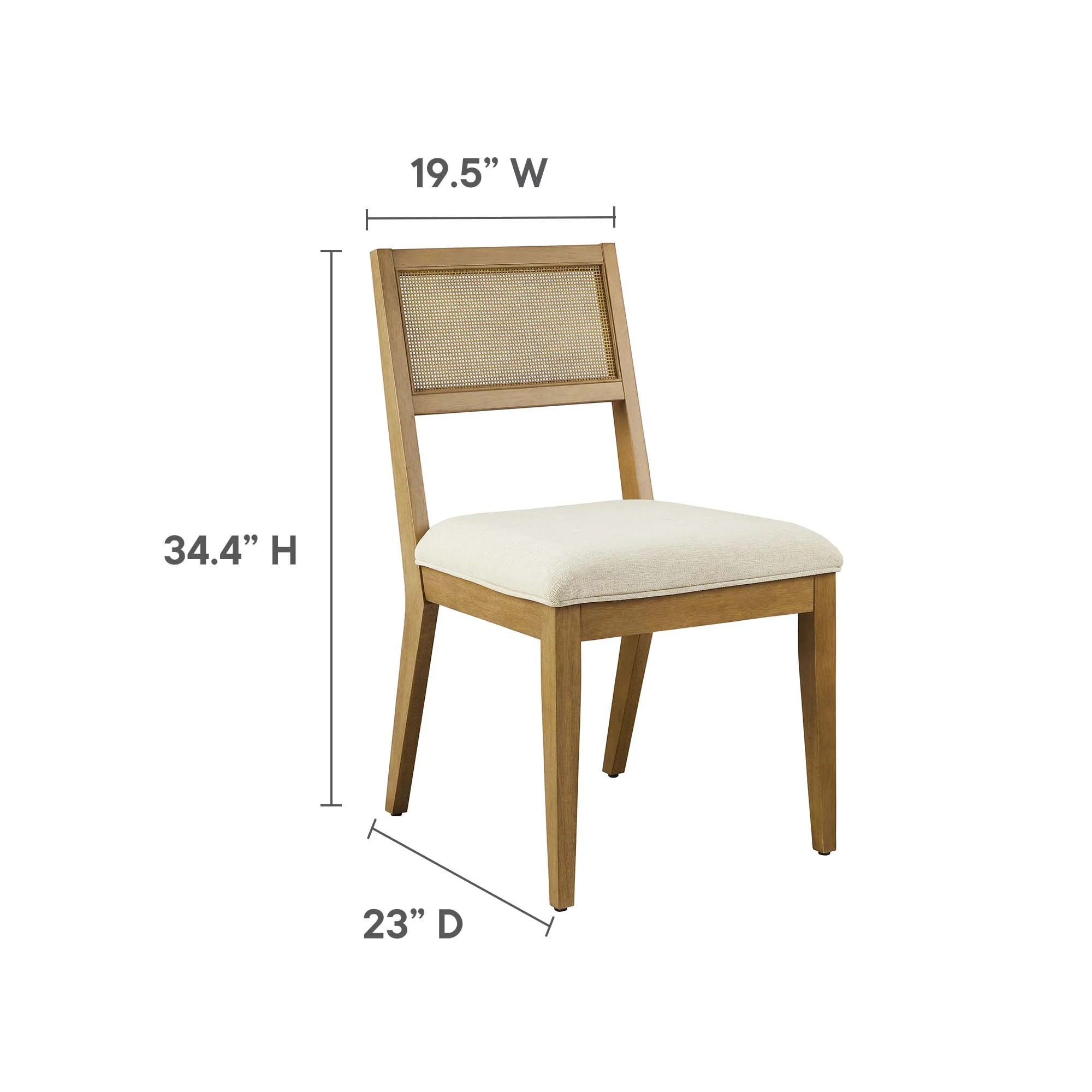 Nimba Faux Rattan Fabric Dining Chairs Set of 2 by Modway - Image 3