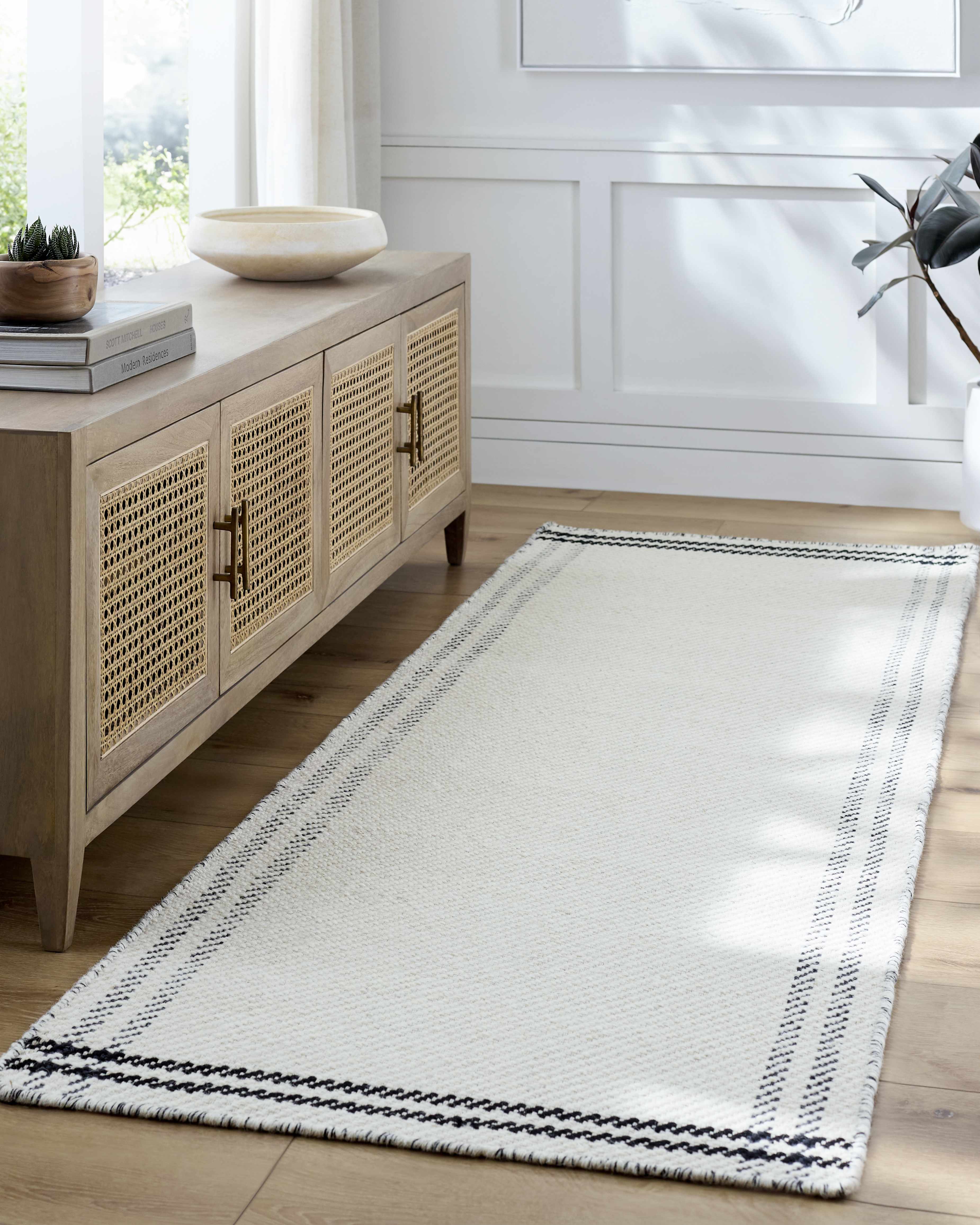 Nimue Cream & Blue Bordered Area Rug - Clearance - Image 9