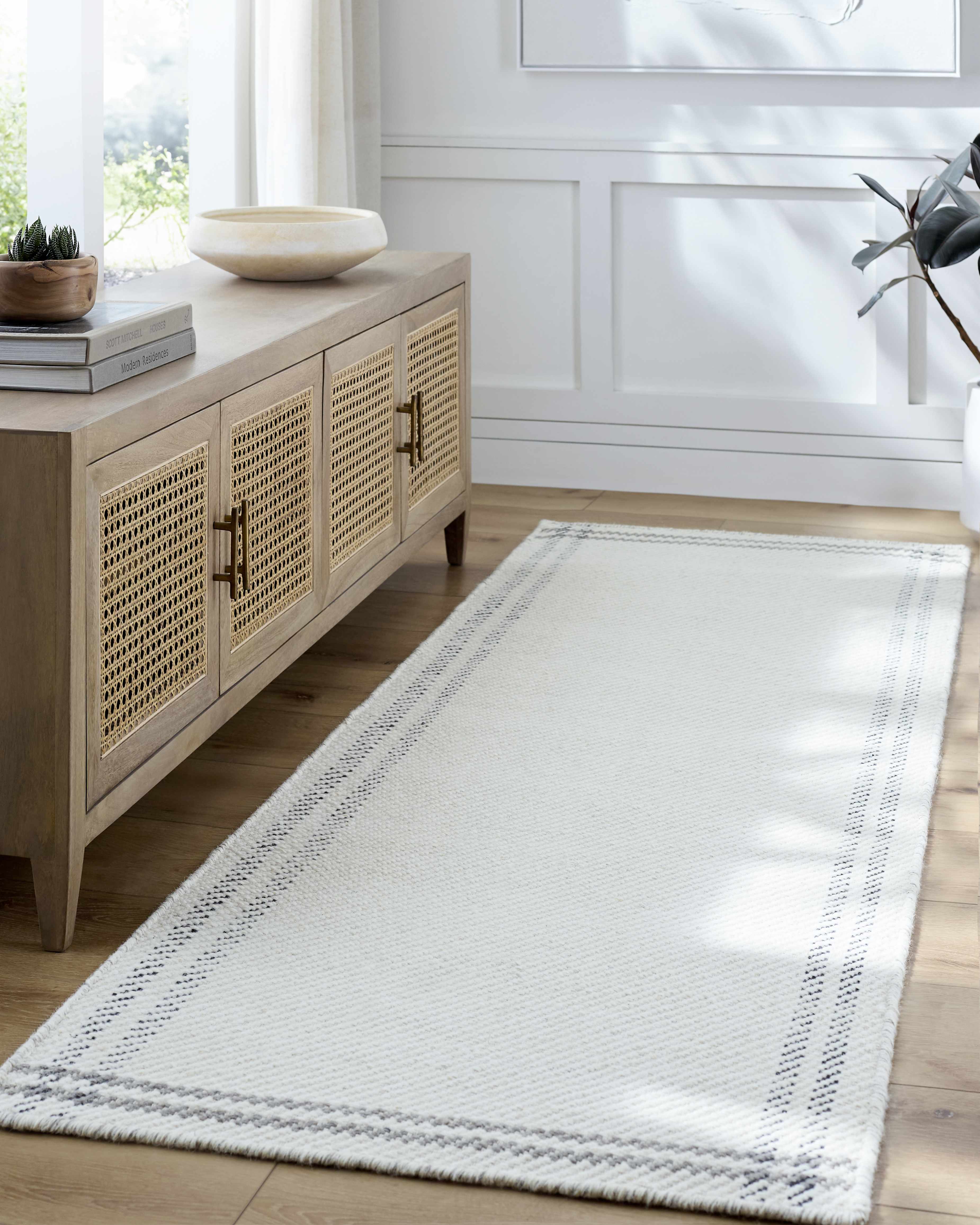 Nimue Cream & Charcoal Bordered Area Rug - Clearance - Image 9