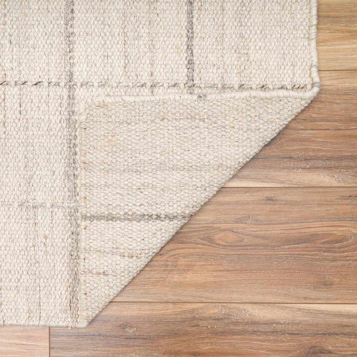 Nissa Cream Checkered Wool Rug - Image 3