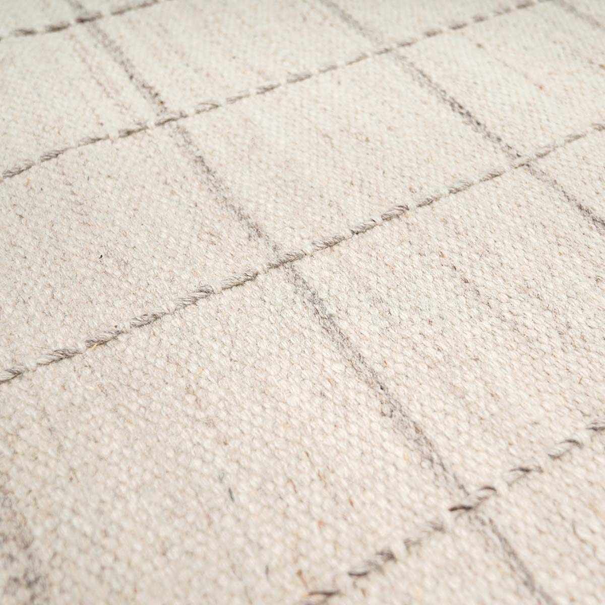 Nissa Cream Checkered Wool Rug - Image 5