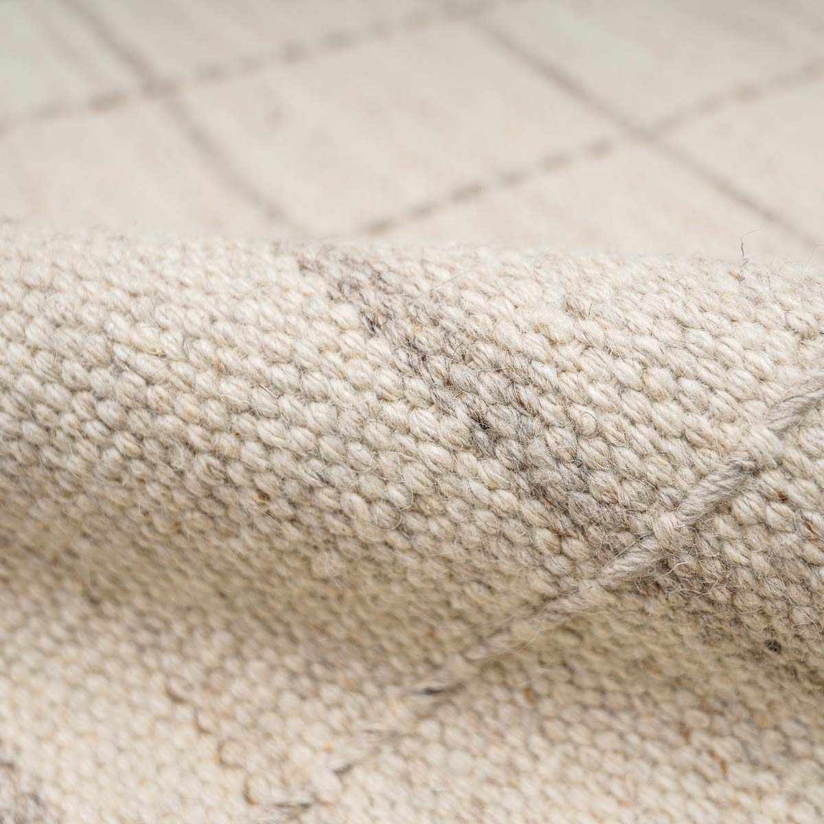 Nissa Cream Checkered Wool Rug - Image 6