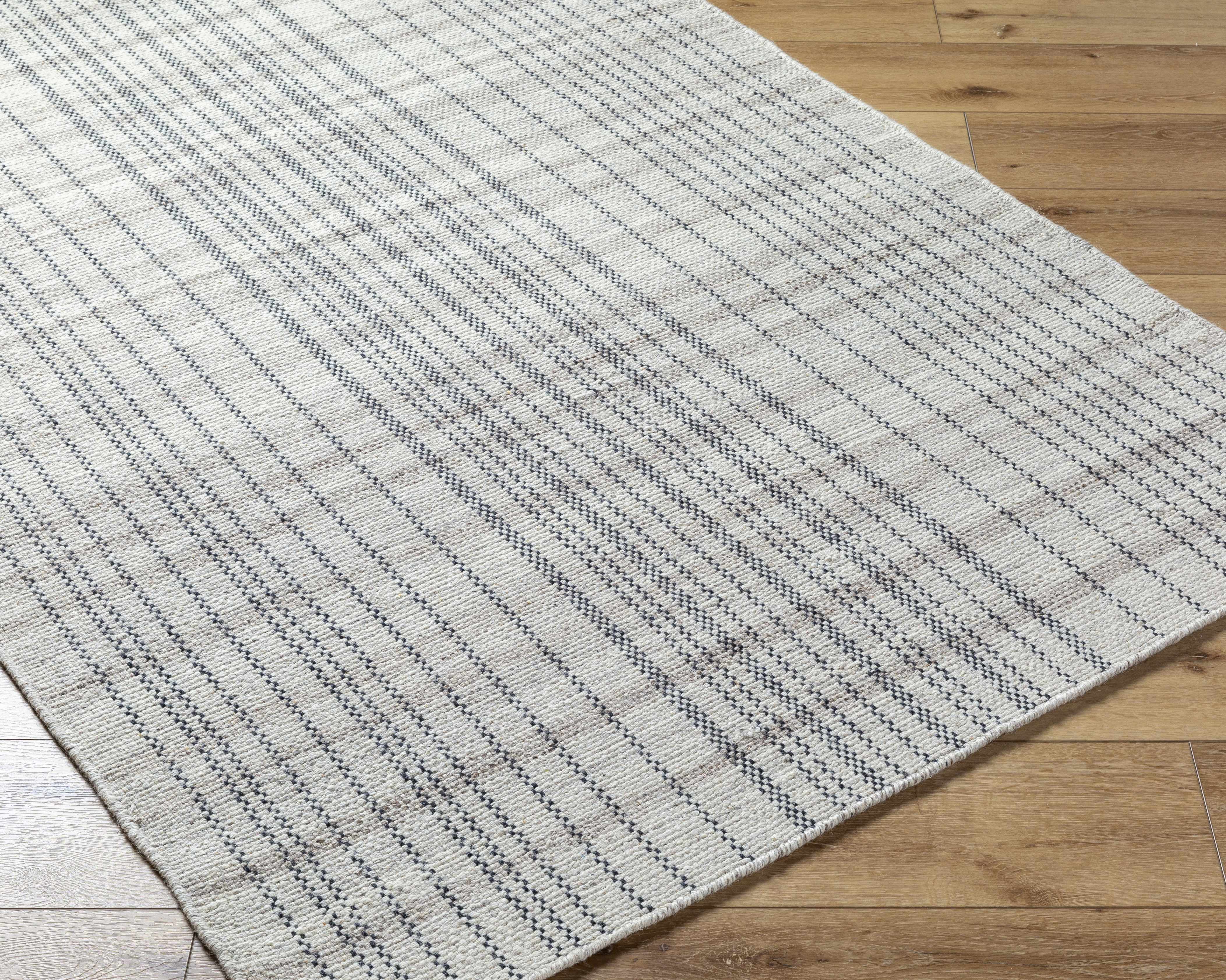 Nissa Gray Blue Checkered Wool Rug - Image 3