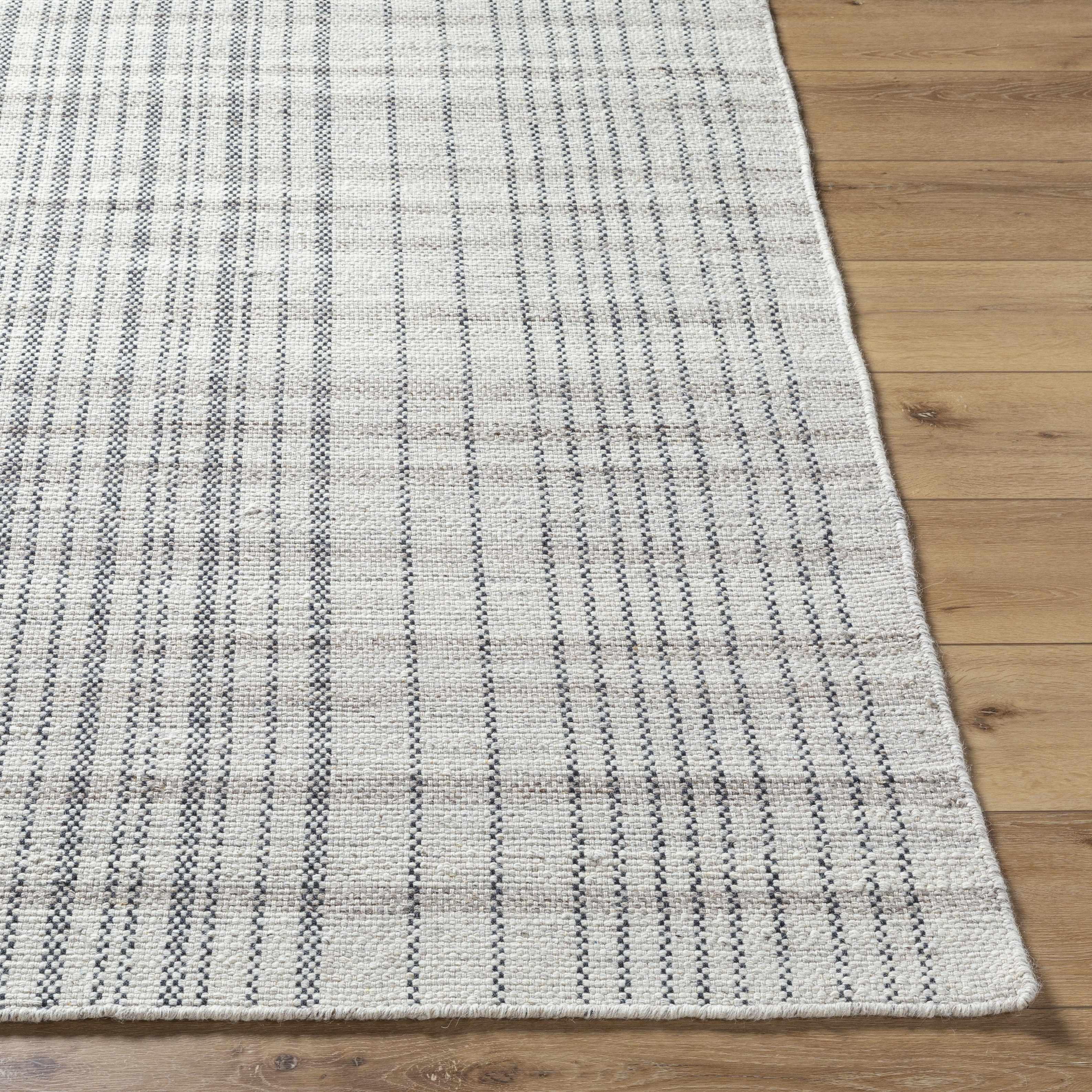 Nissa Gray Blue Checkered Wool Rug - Image 4