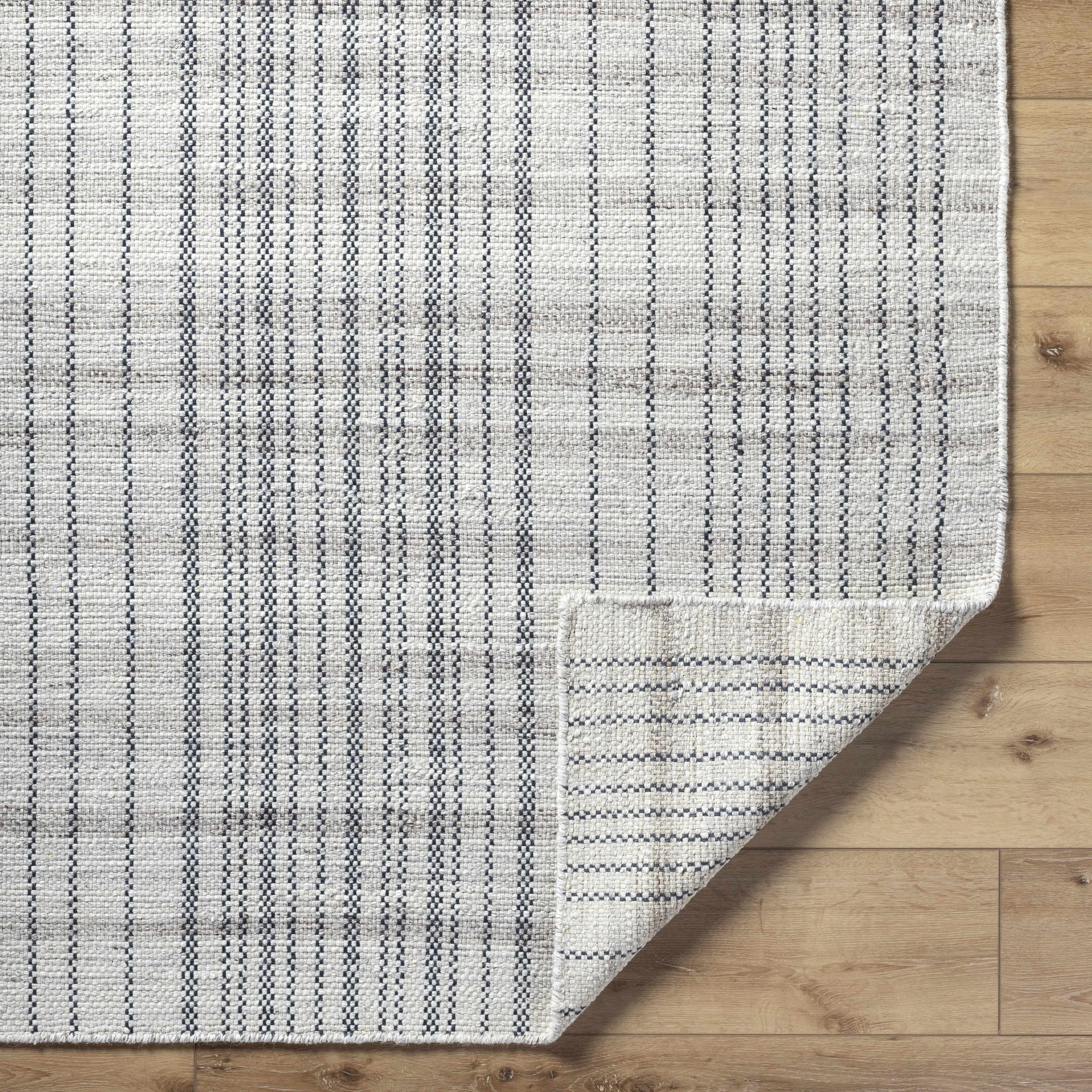Nissa Gray Blue Checkered Wool Rug - Image 5