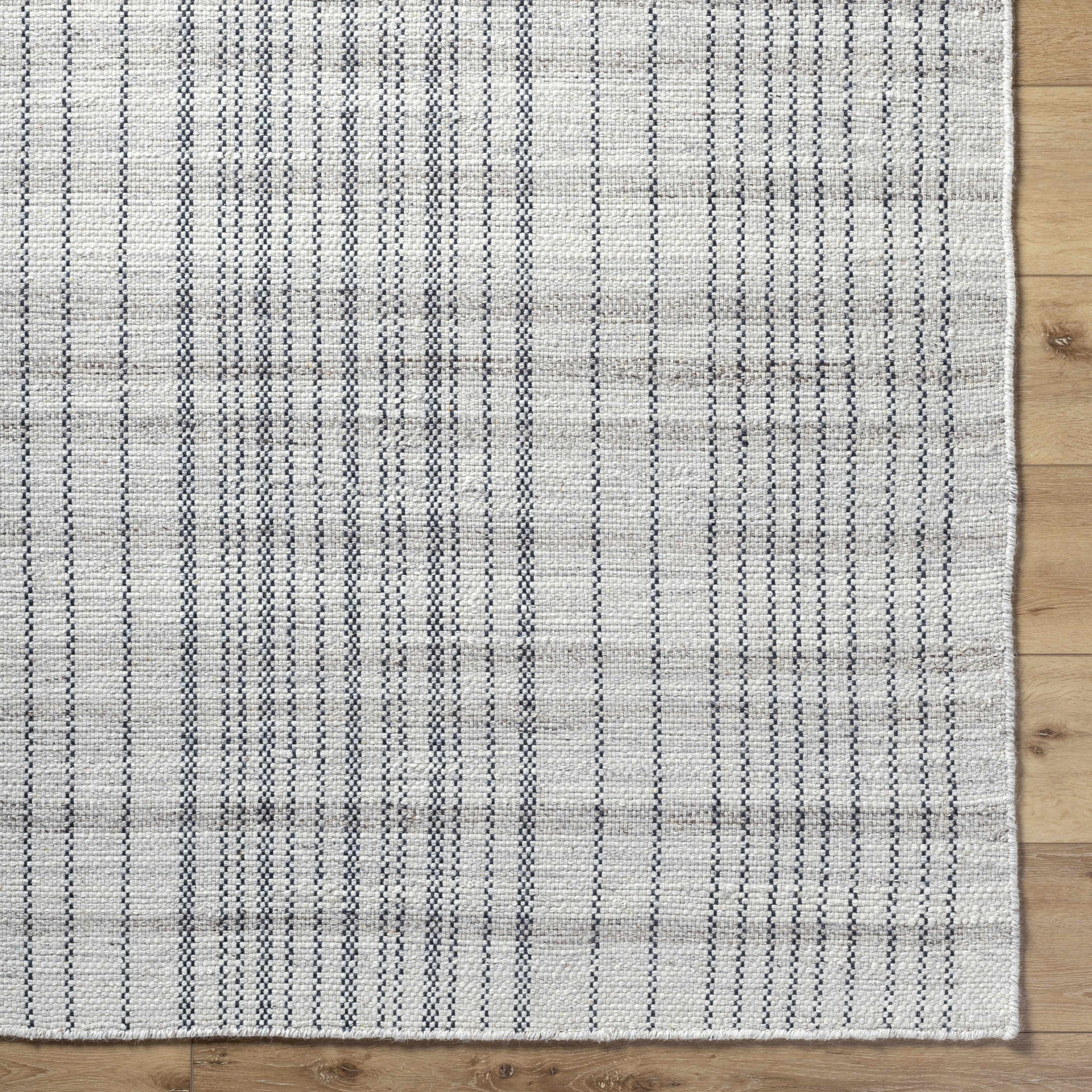 Nissa Gray Blue Checkered Wool Rug - Image 6