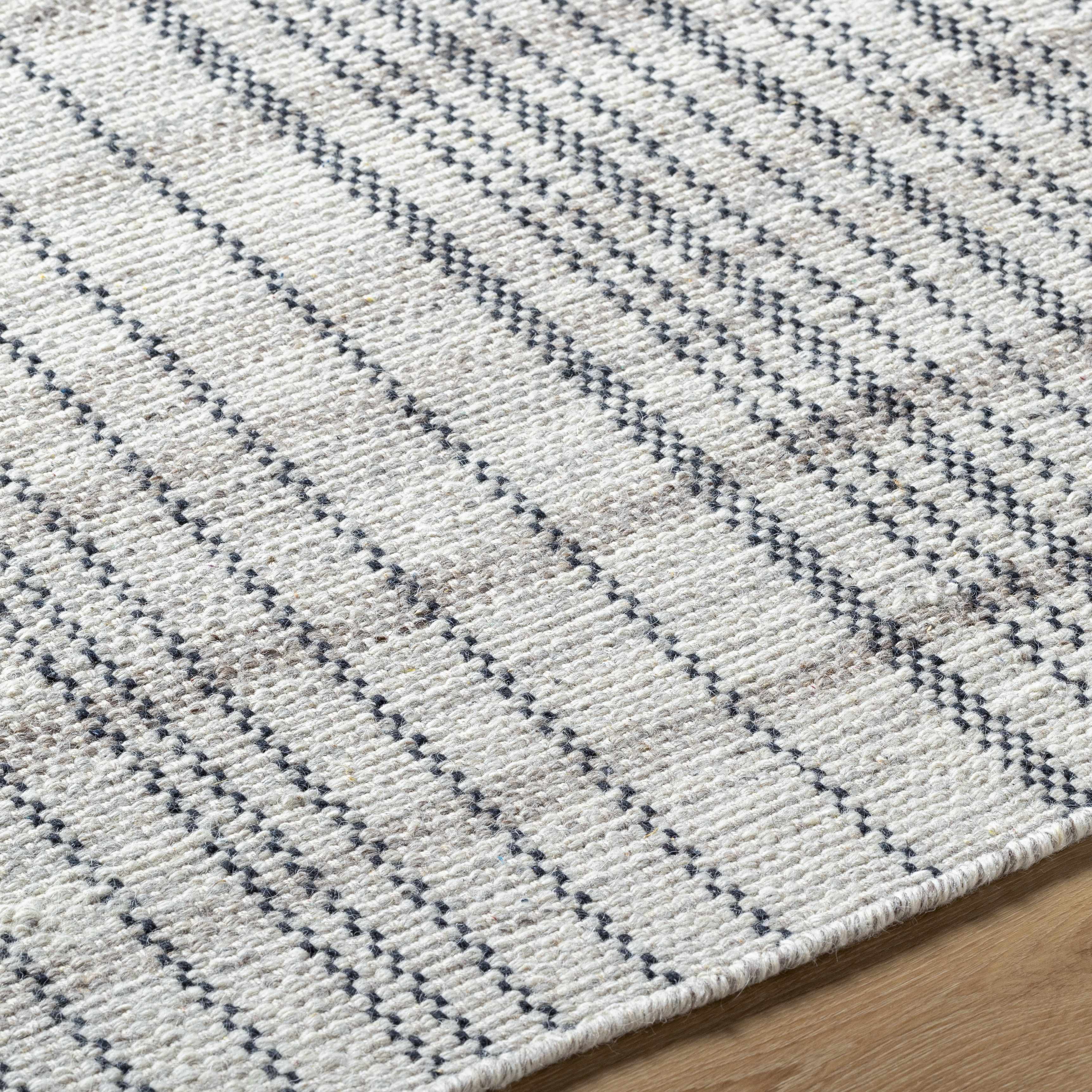 Nissa Gray Blue Checkered Wool Rug - Image 7