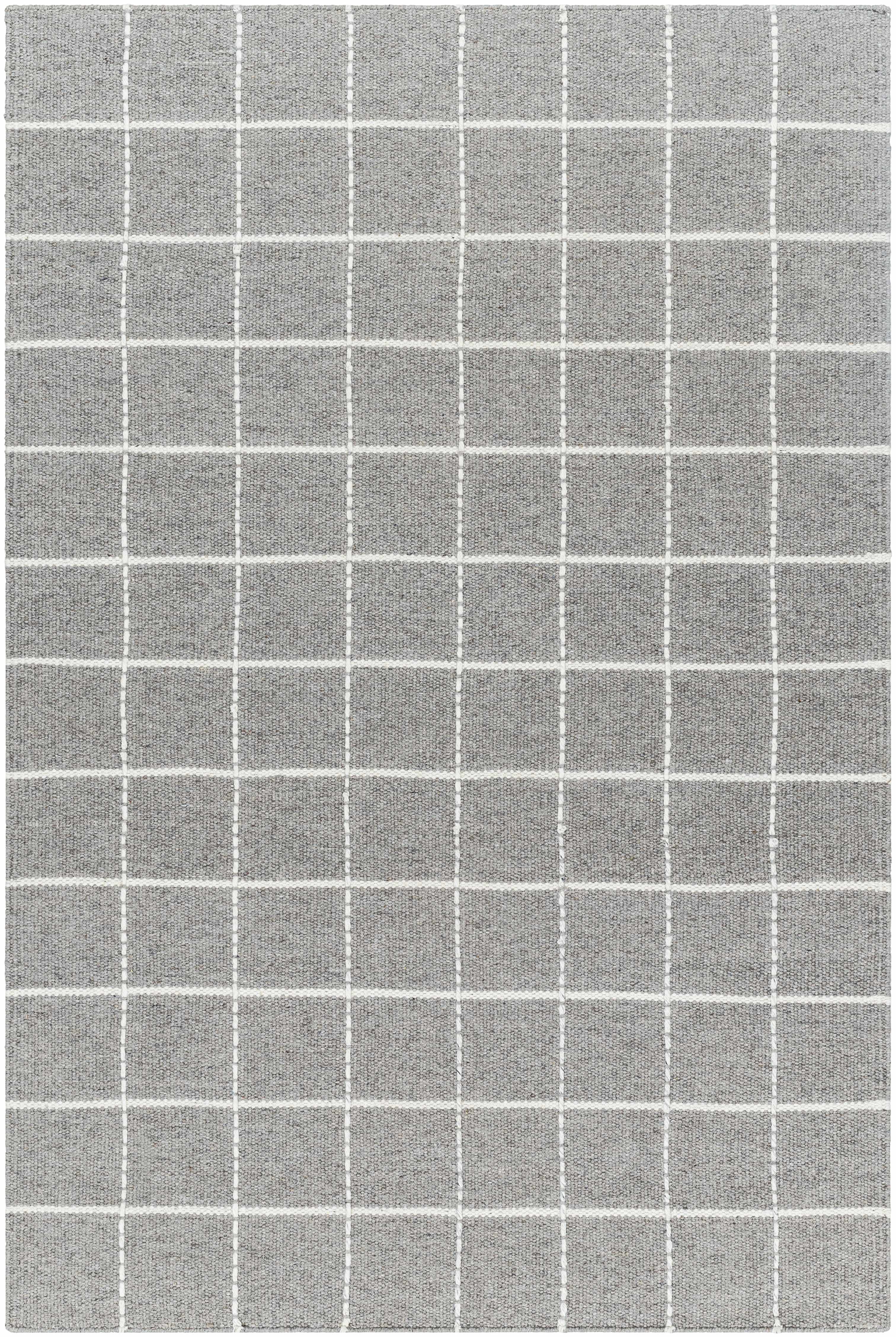 Nissa Gray Checkered Wool Rug