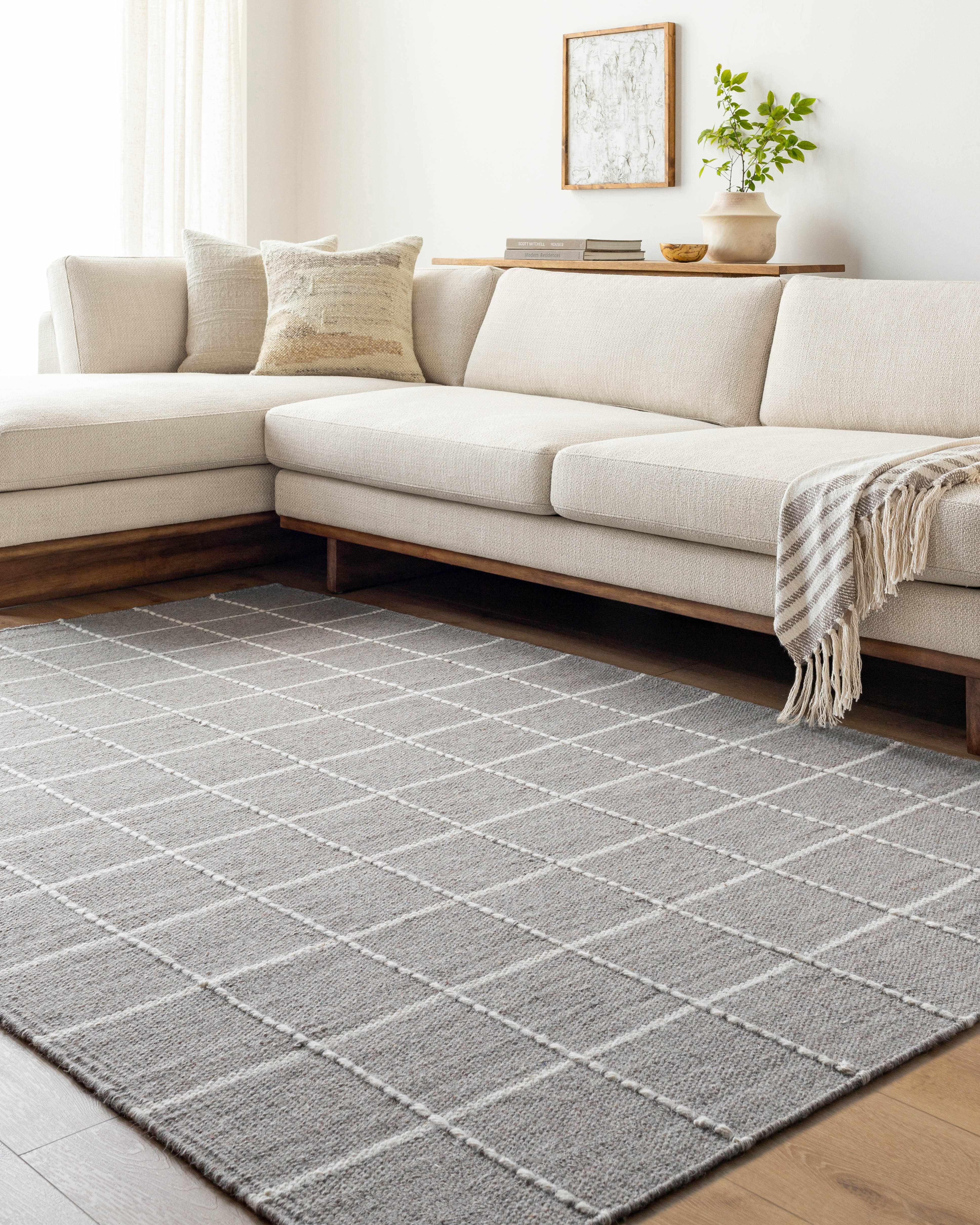 Nissa Gray Checkered Wool Rug - Image 2