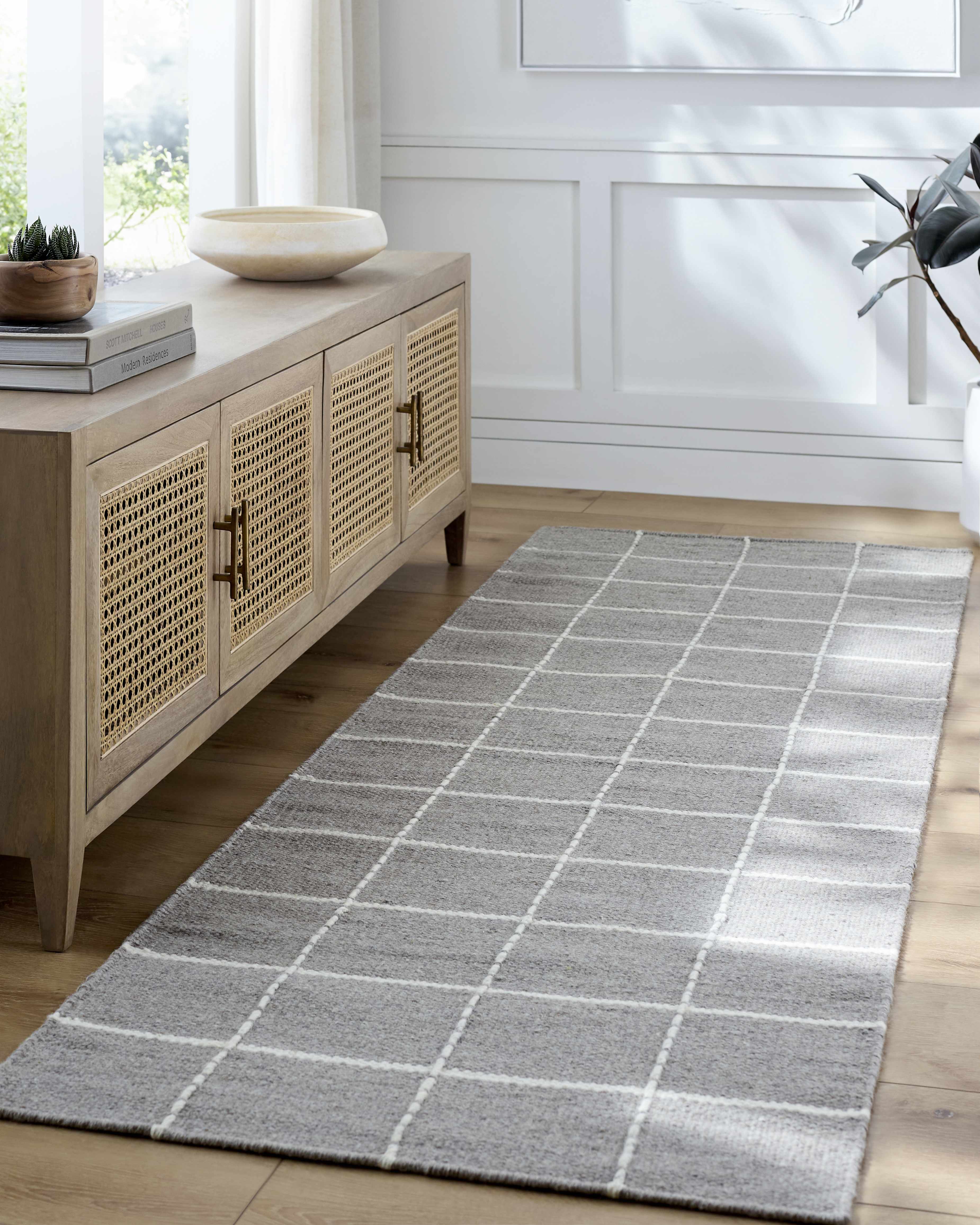 Nissa Gray Checkered Wool Rug - Image 3