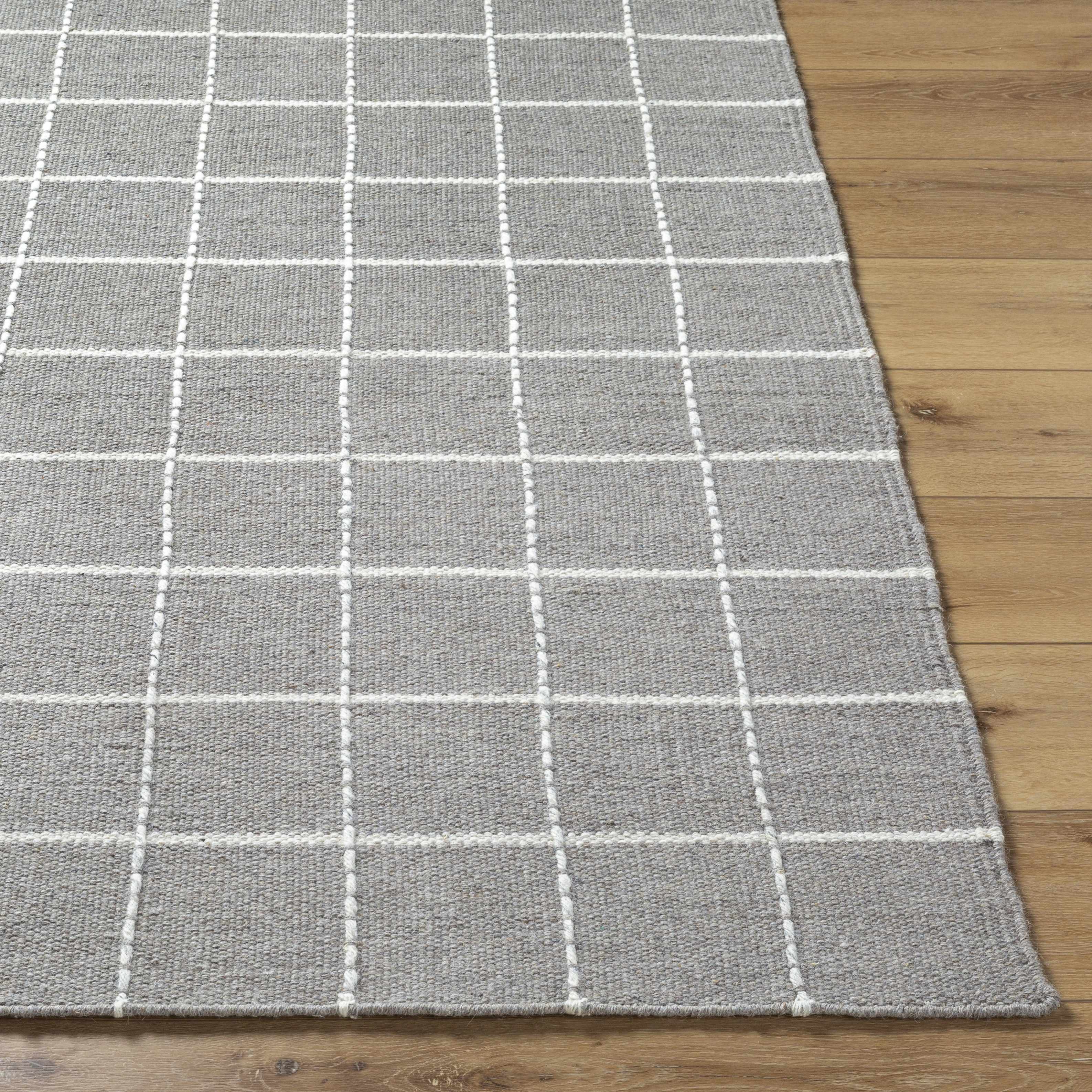 Nissa Gray Checkered Wool Rug - Image 4