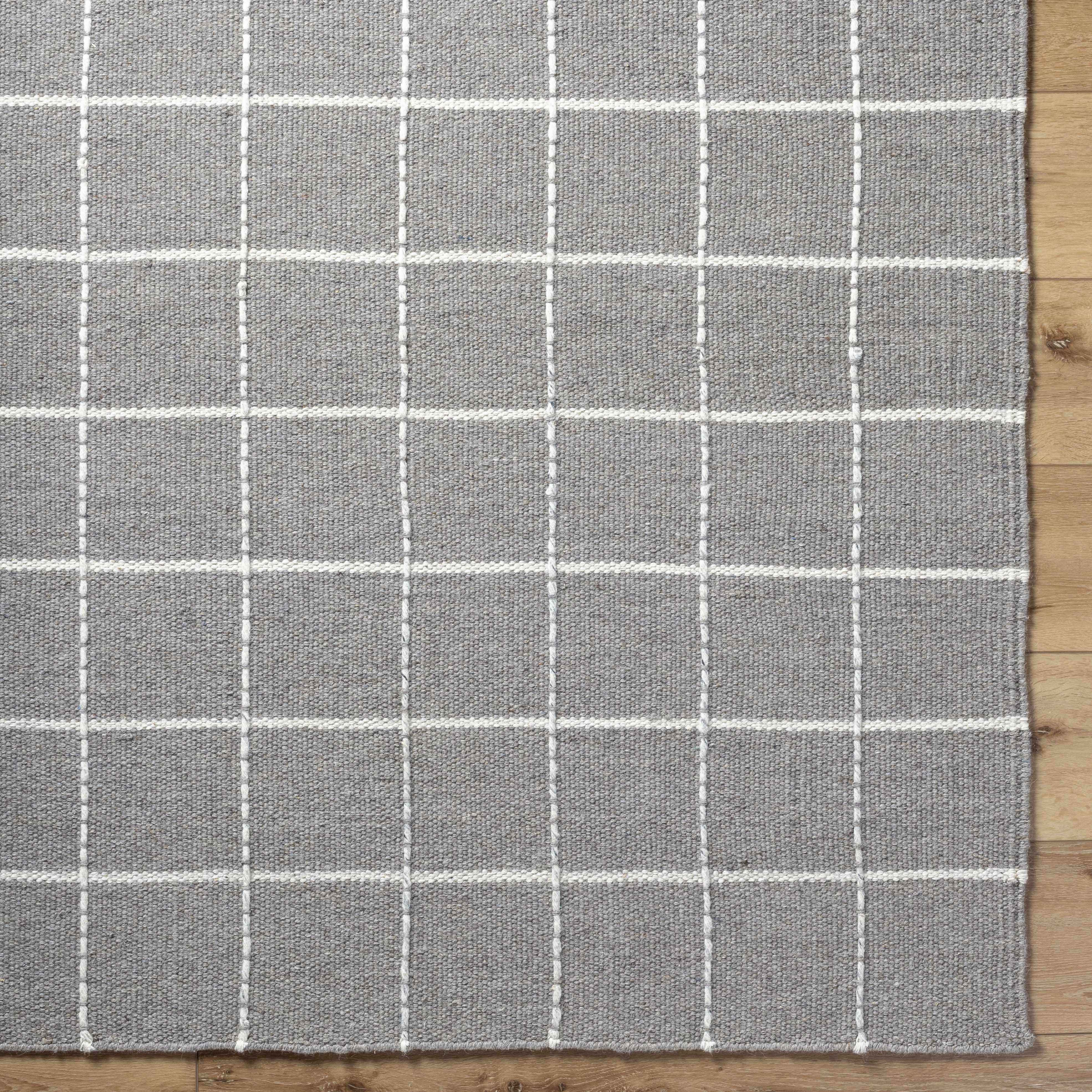Nissa Gray Checkered Wool Rug - Image 6