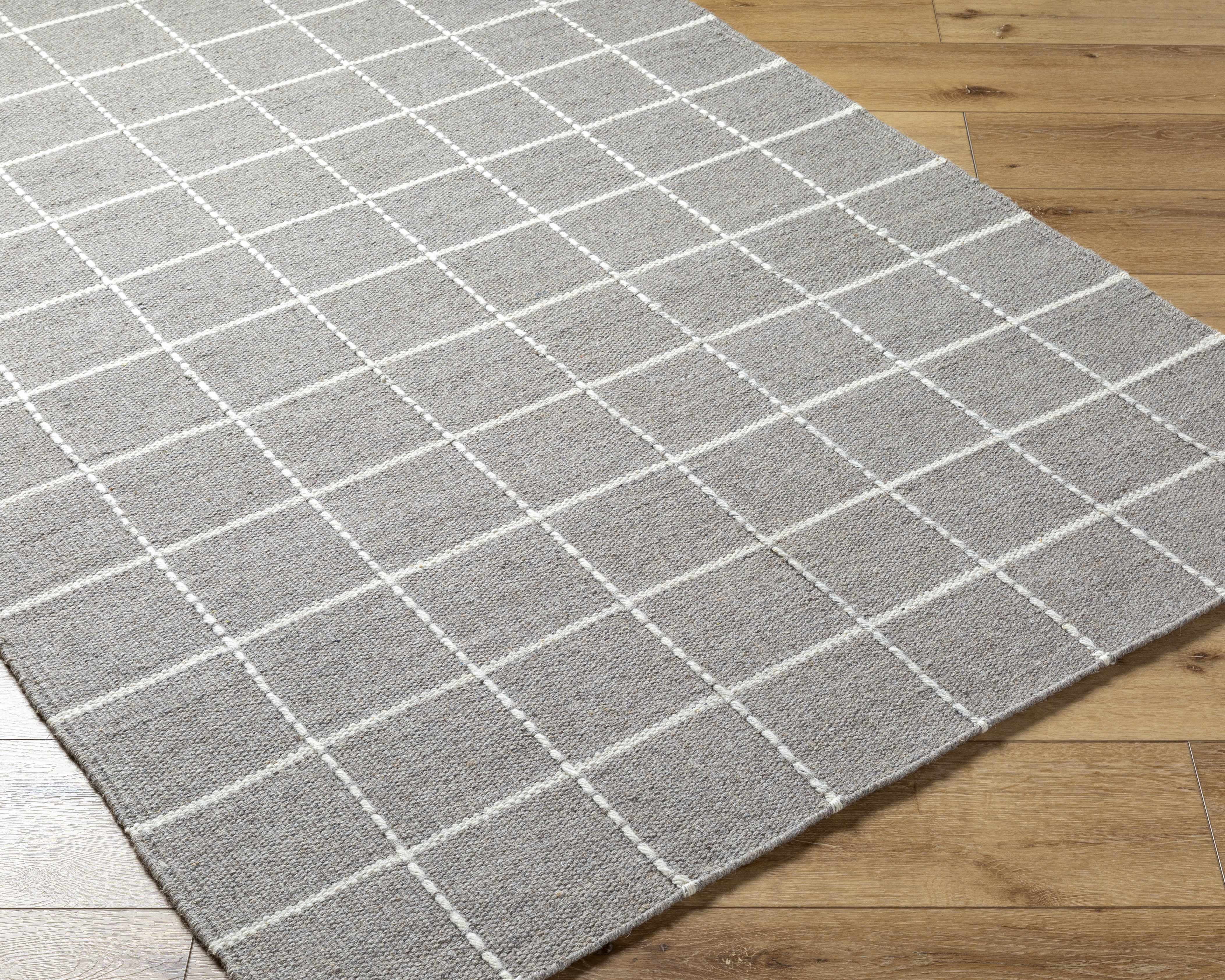 Nissa Gray Checkered Wool Rug - Image 8