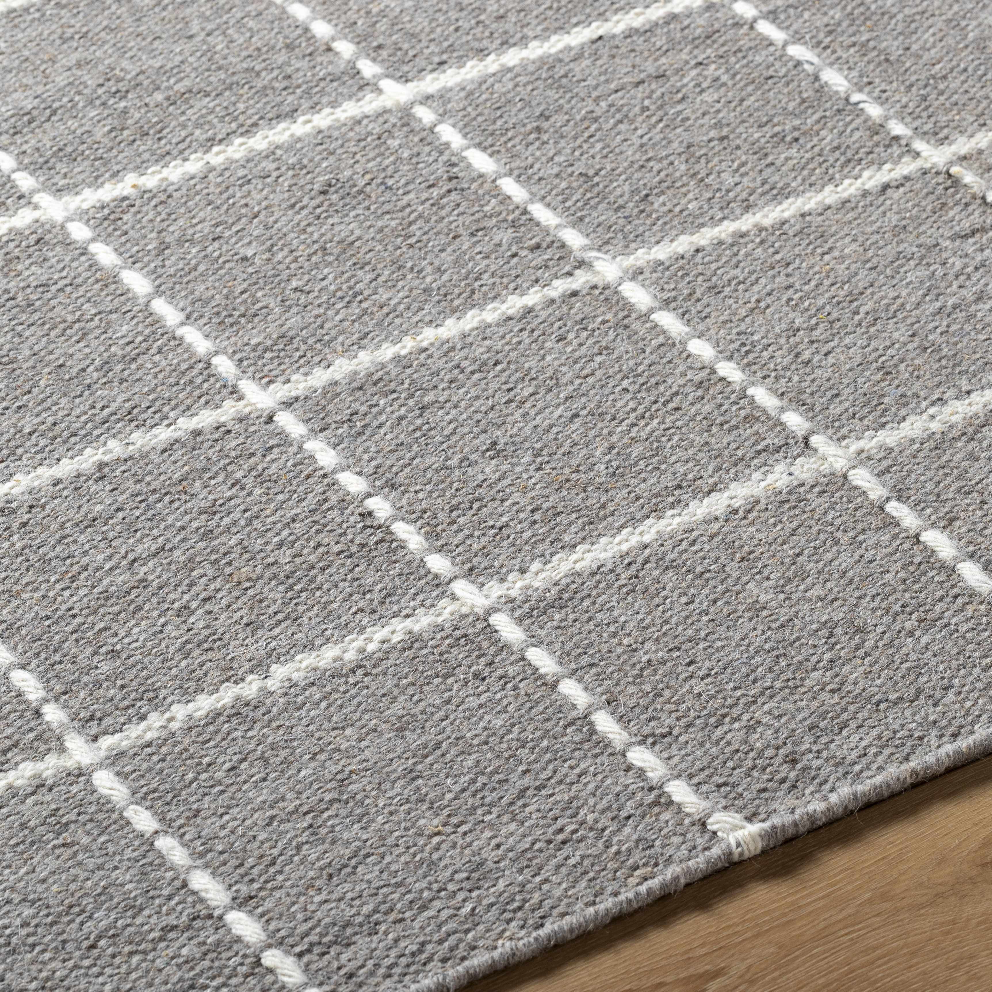 Nissa Gray Checkered Wool Rug - Image 9