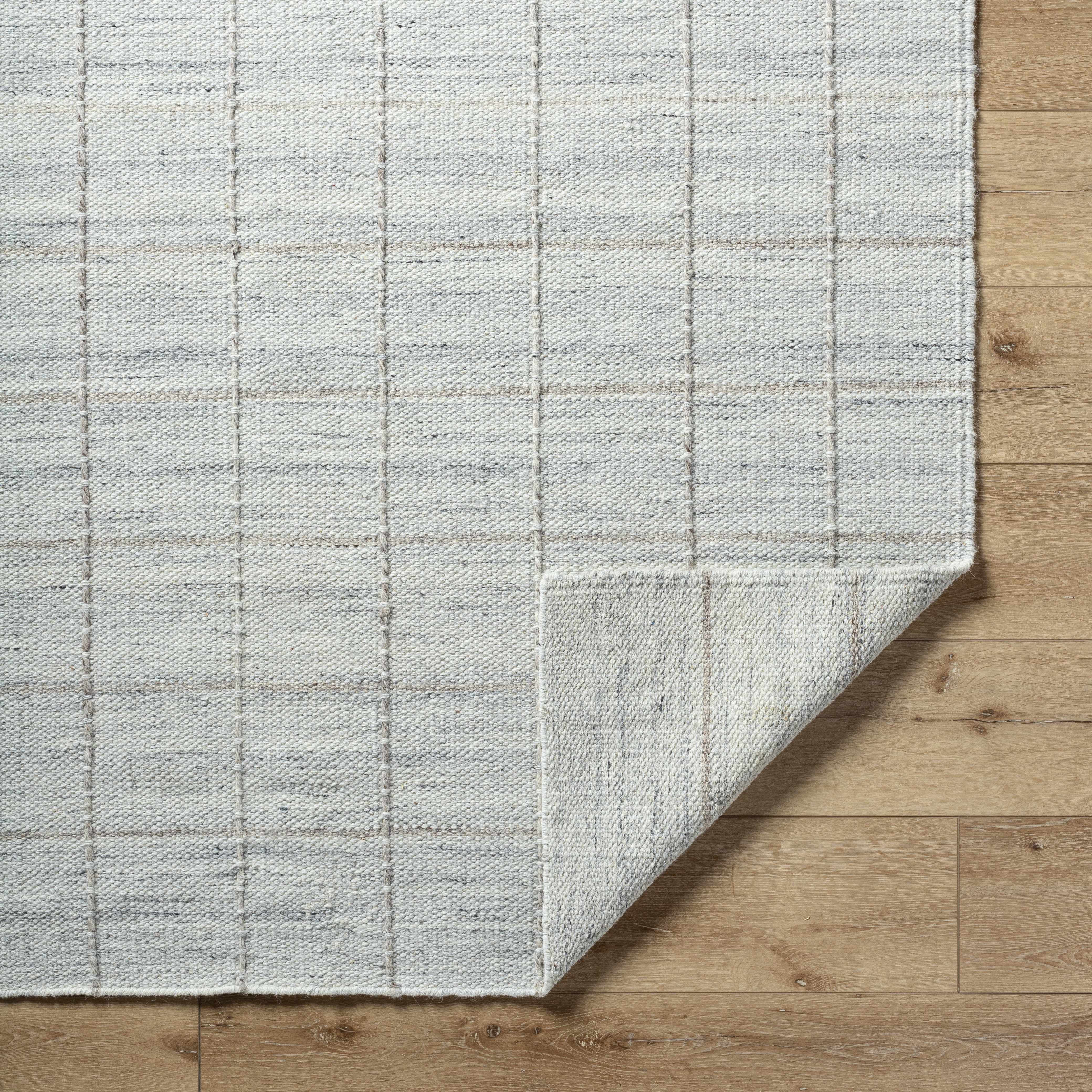 Nissa Light Gray Checkered Wool Rug - Image 5