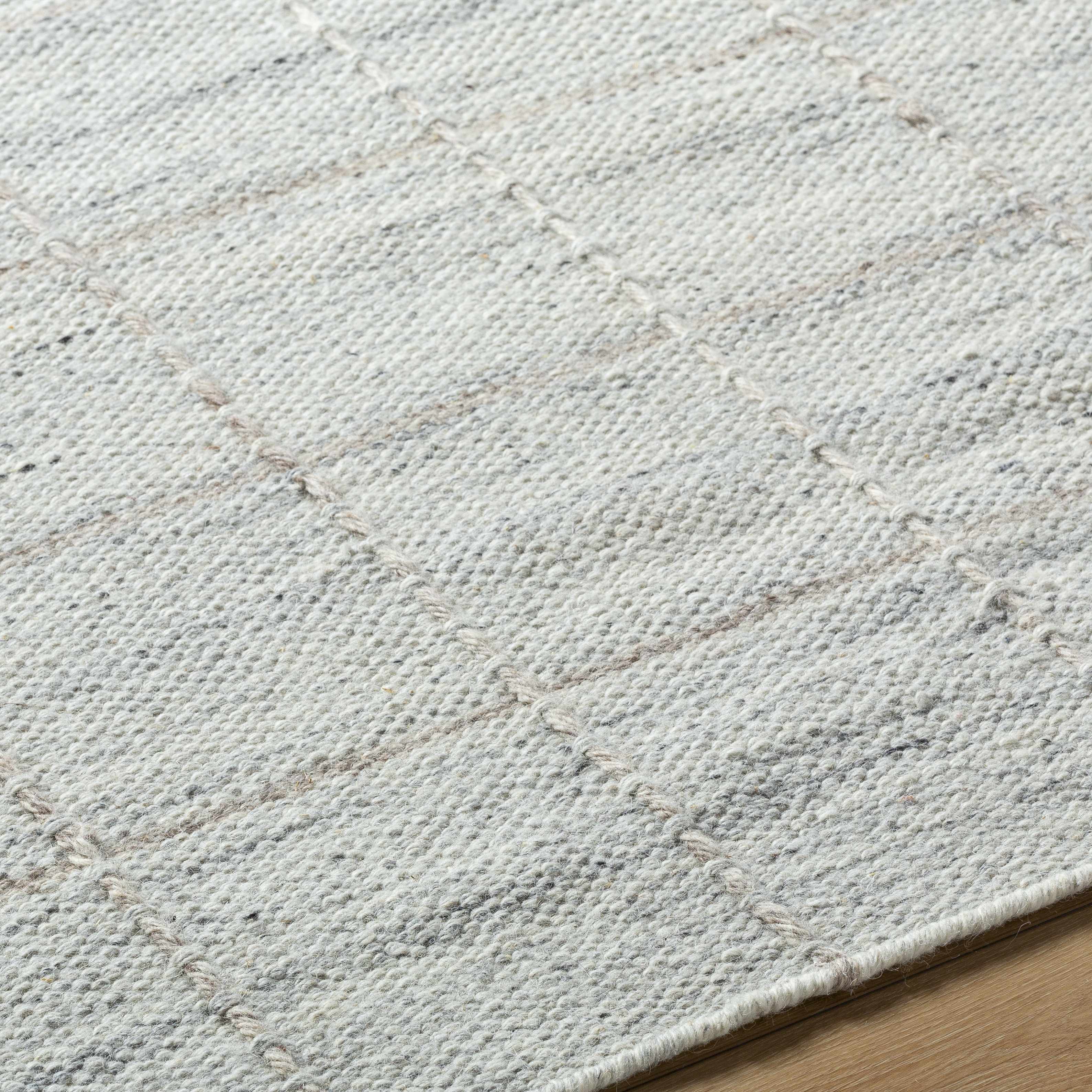 Nissa Light Gray Checkered Wool Rug - Image 6