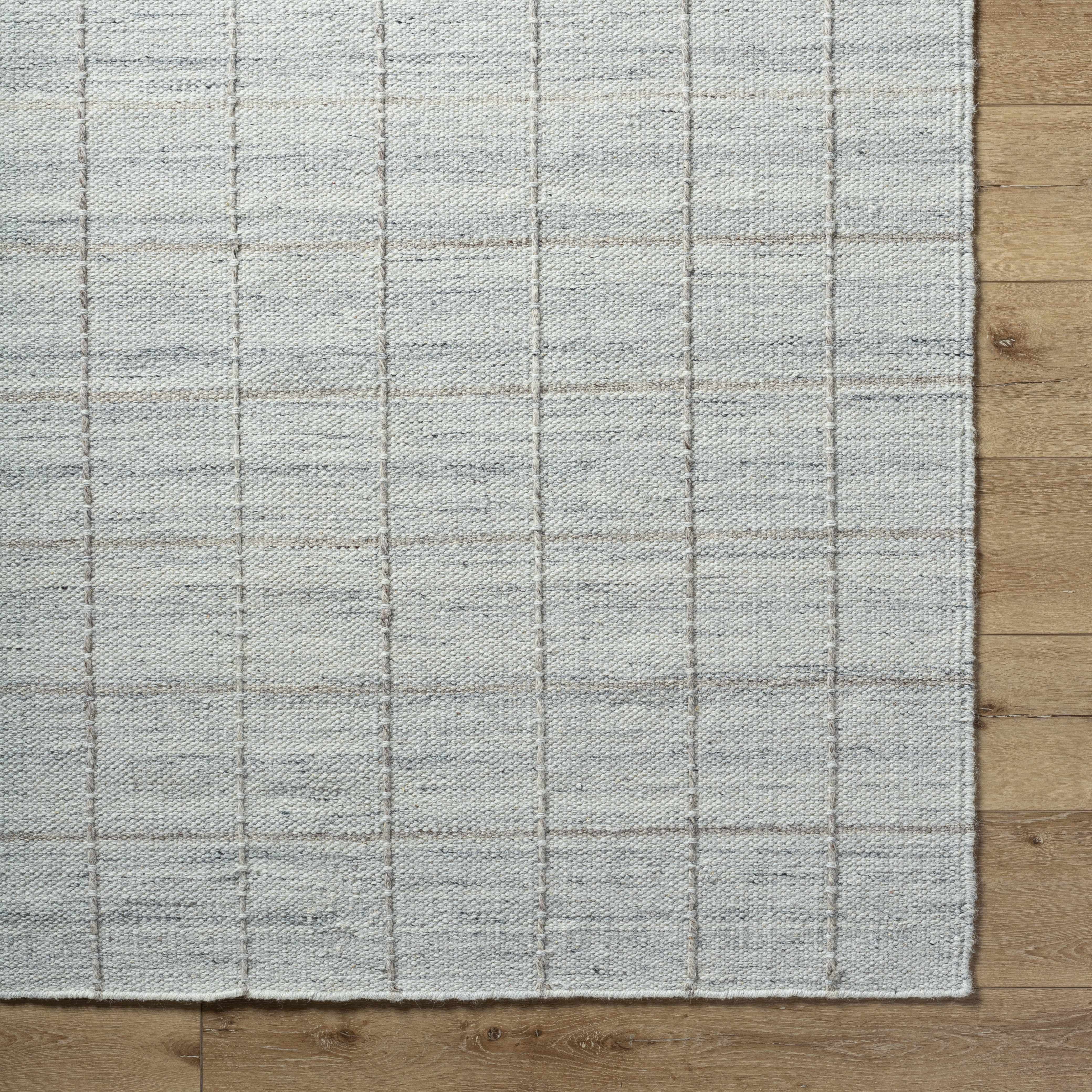 Nissa Light Gray Checkered Wool Rug - Image 7