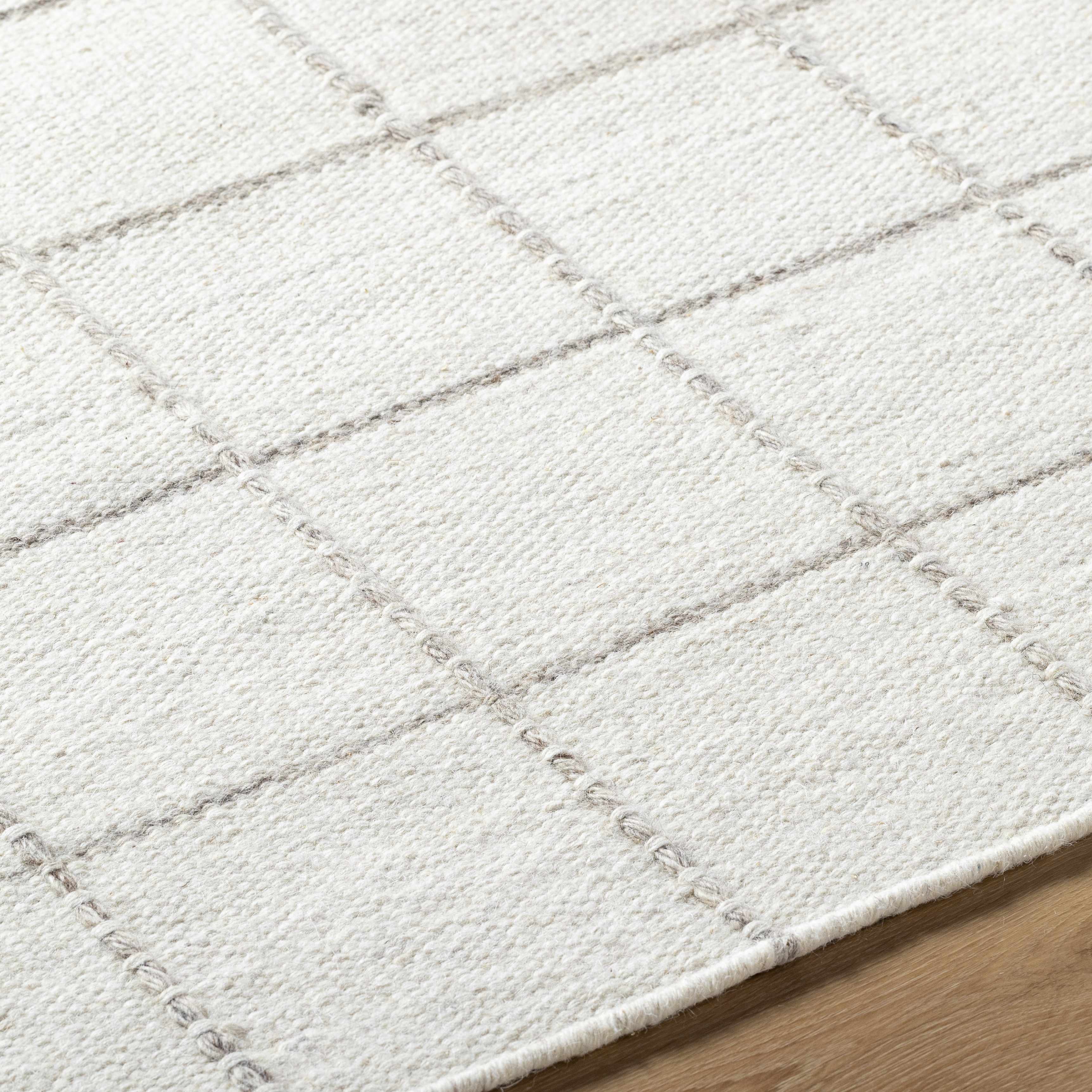 Nissa White Gray Checkered Wool Rug - Image 6