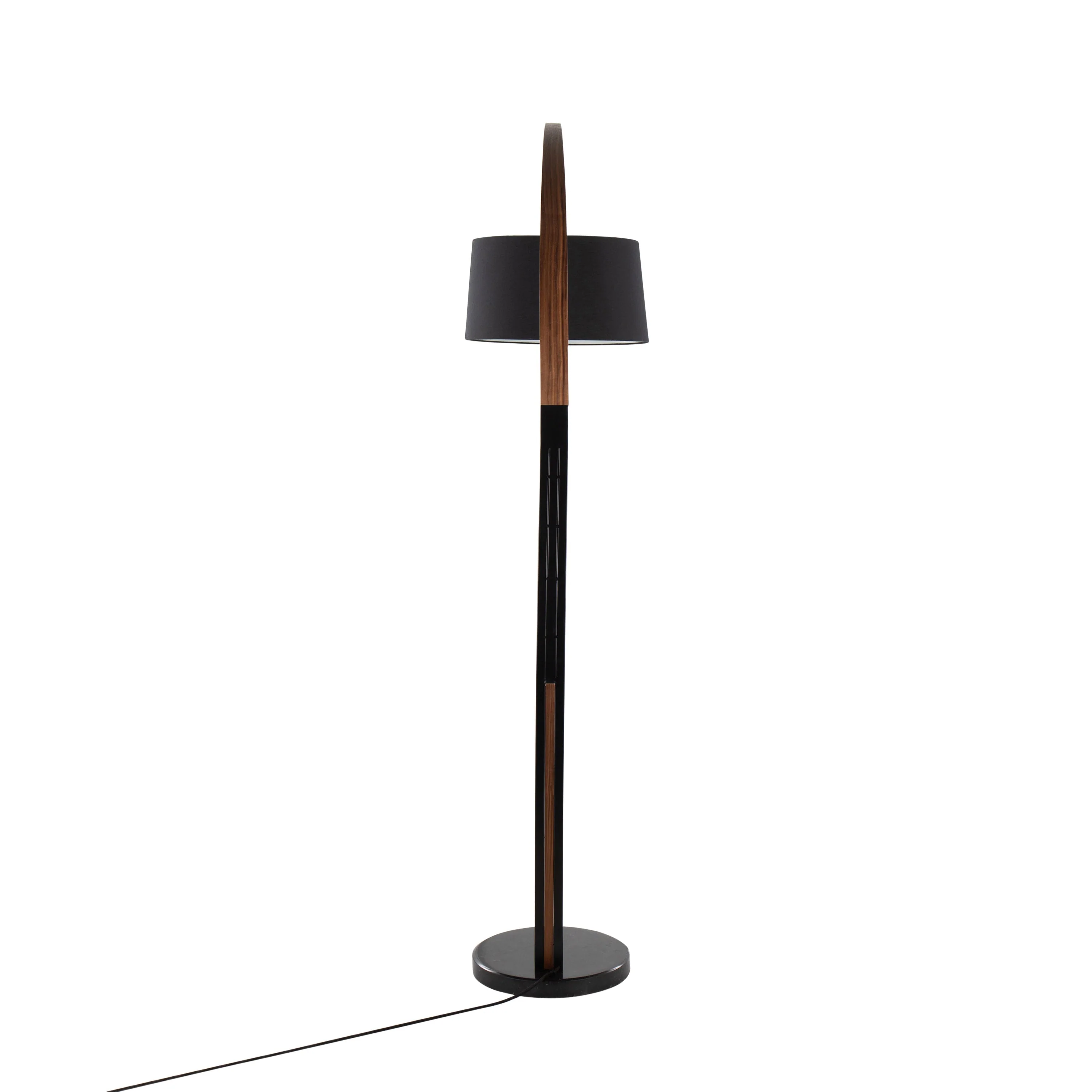 Noah Mid-Century Modern Floor Lamp with Walnut Wood Frame and Marble Base - Image 5