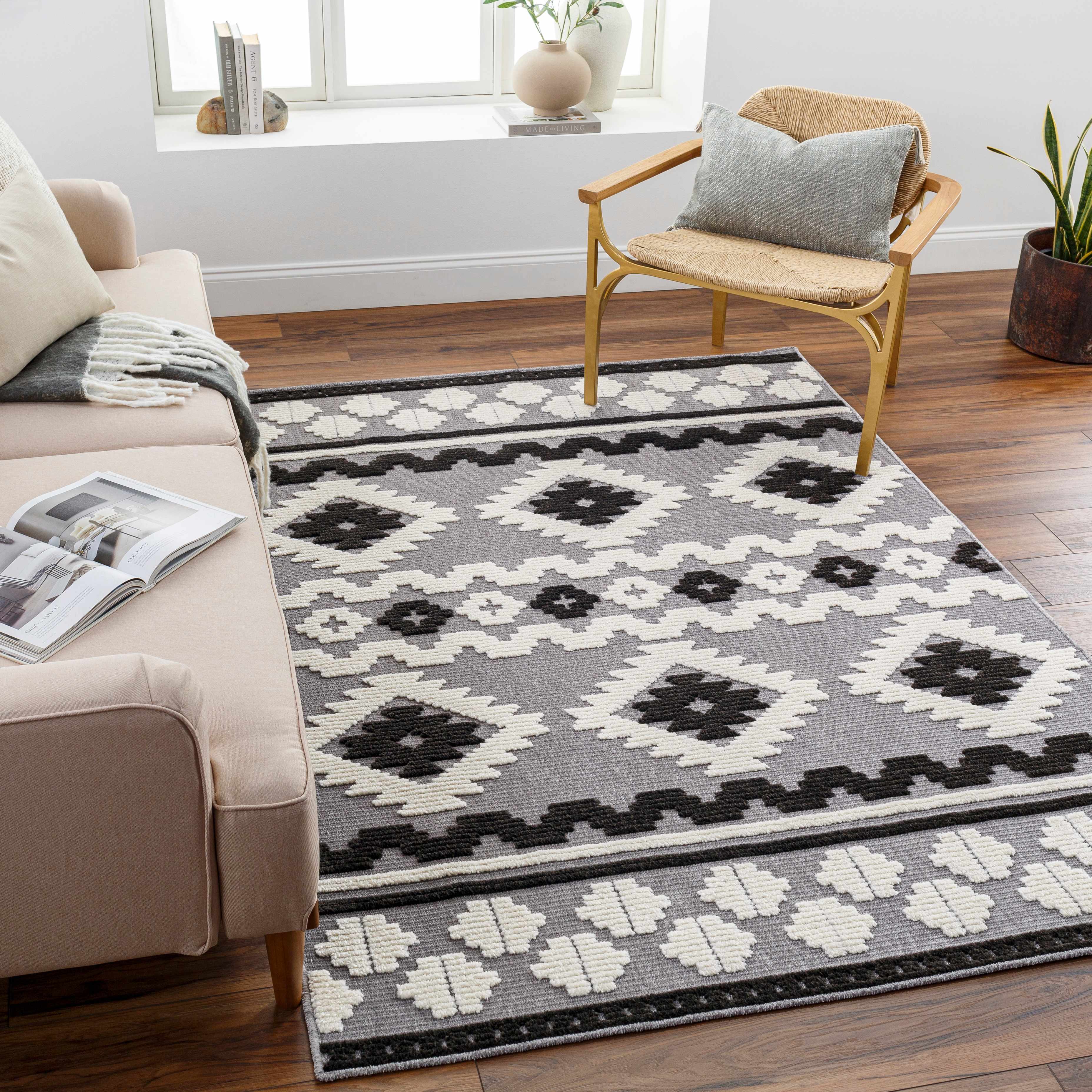 Noki Washable Textured Southwestern Rug - Clearance - Image 2