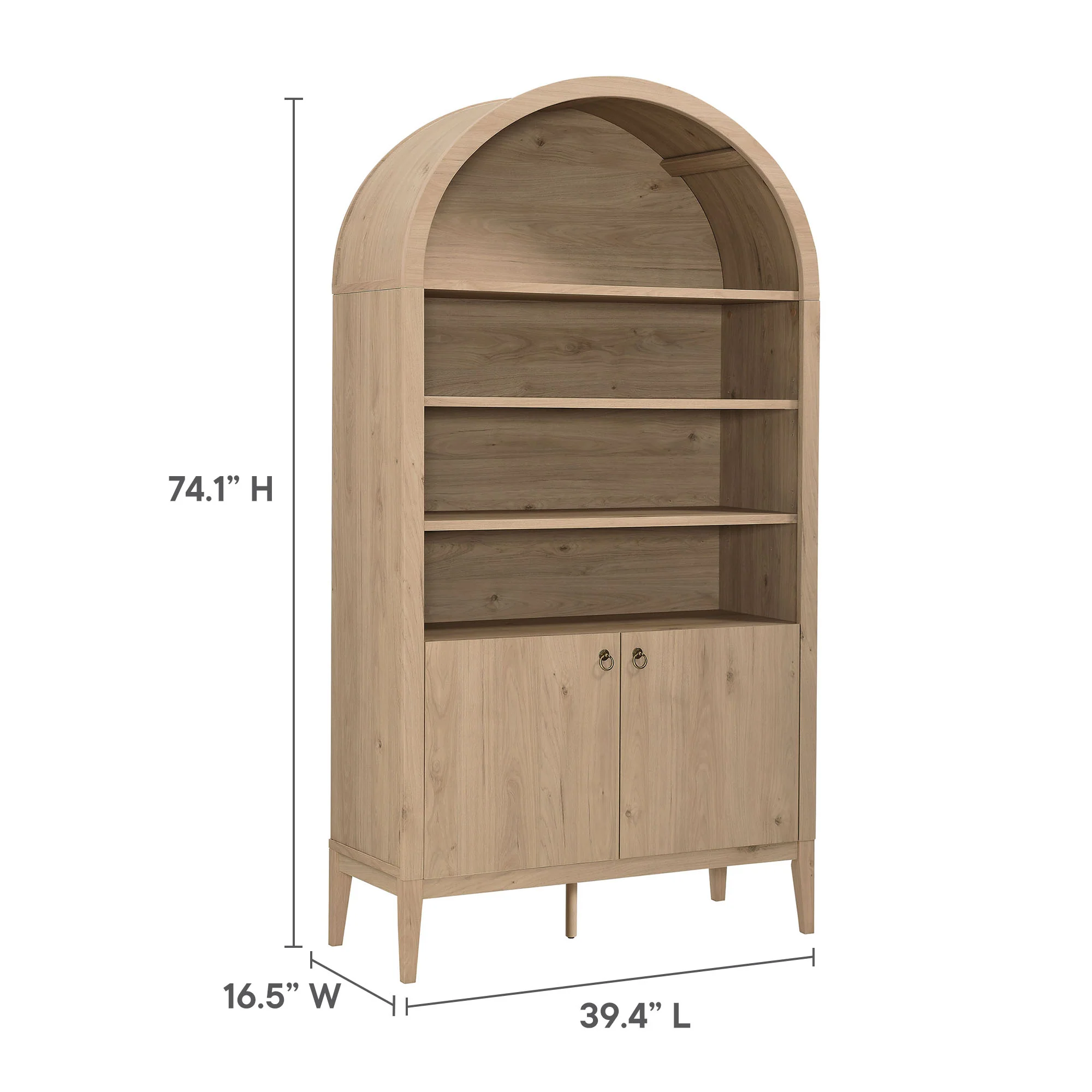 Nolan 74" Tall Wide Arched Storage Display Cabinet Bookshelf by Modway - Image 20