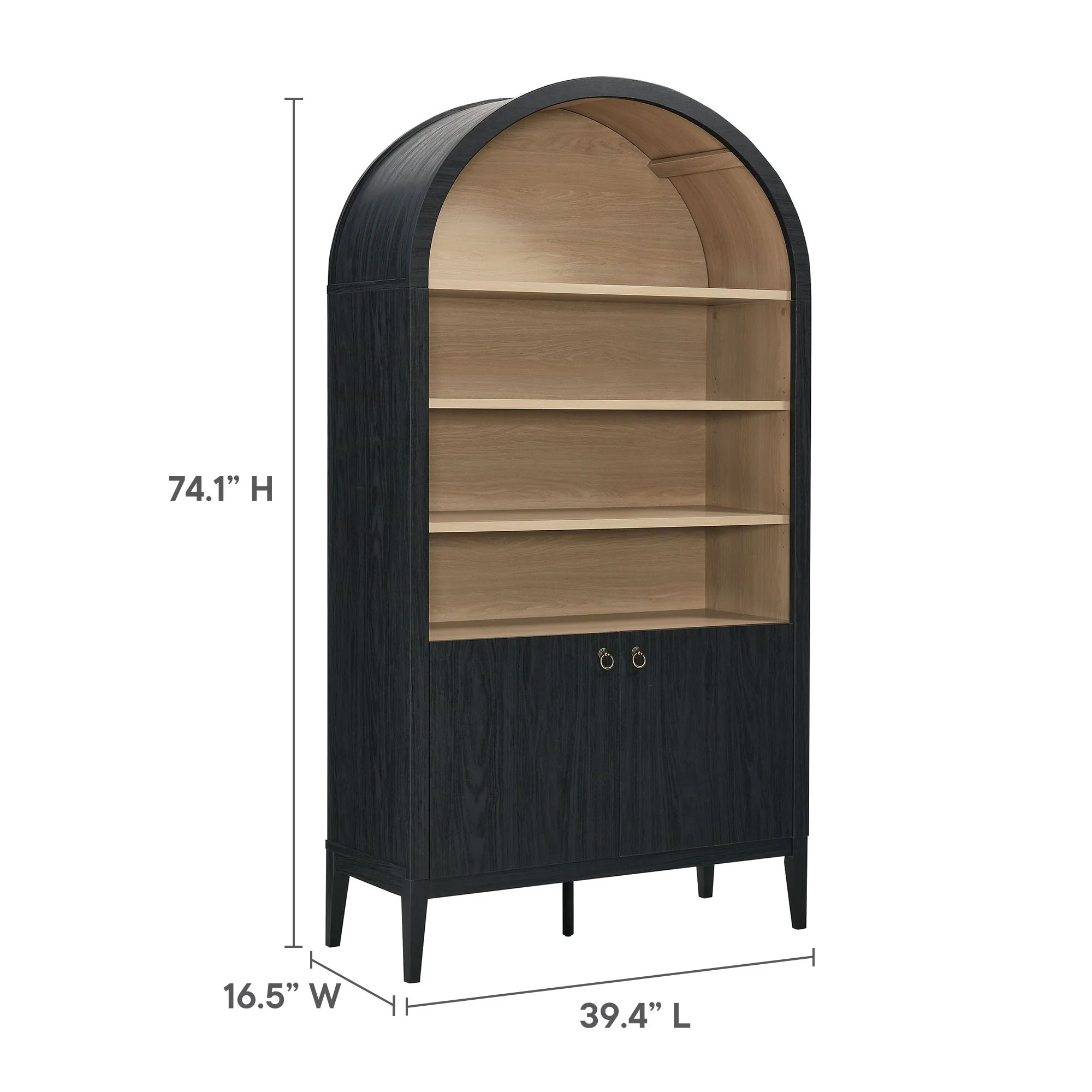 Nolan 74" Tall Wide Arched Storage Display Cabinet Bookshelf by Modway - Image 25
