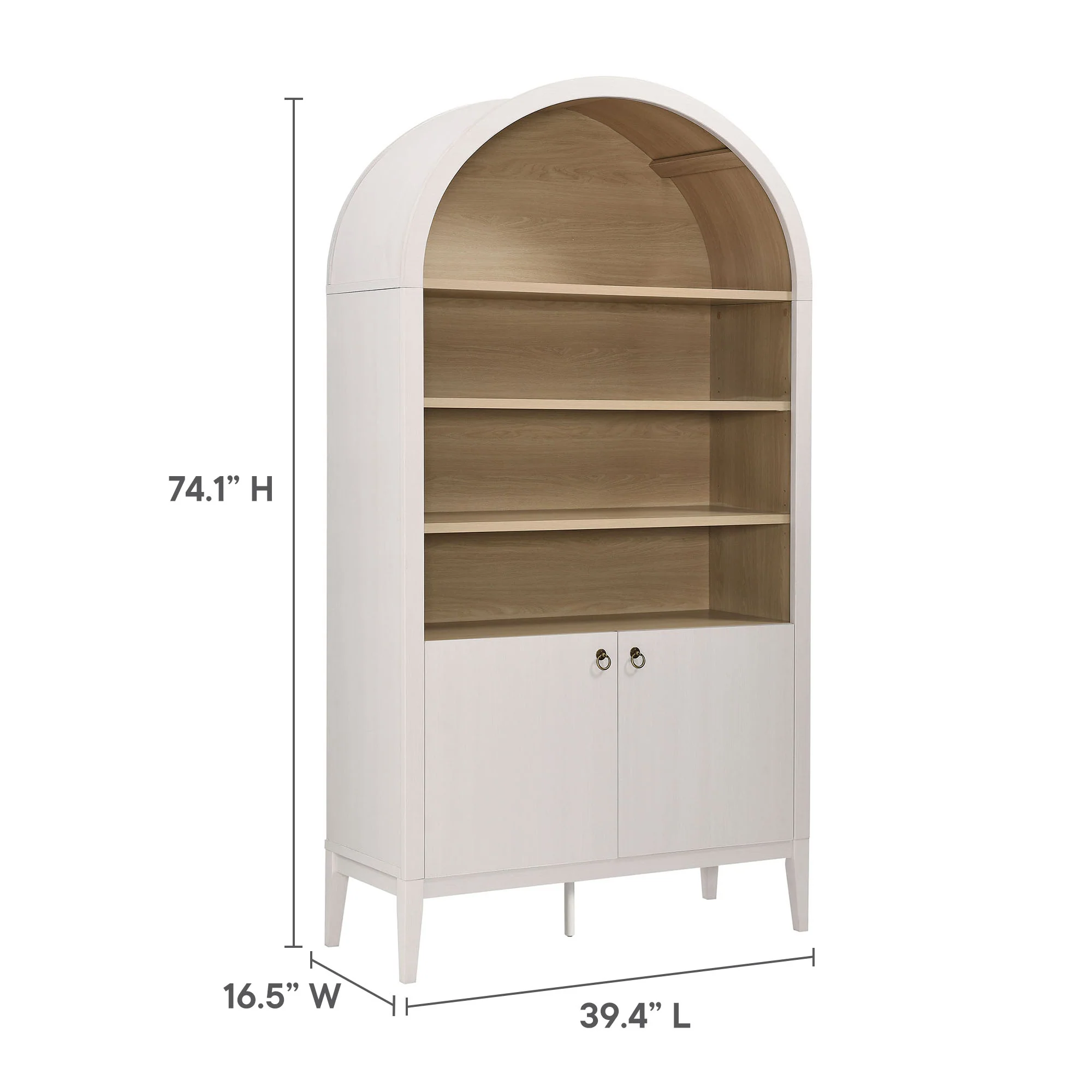 Nolan 74" Tall Wide Arched Storage Display Cabinet Bookshelf by Modway - Image 3