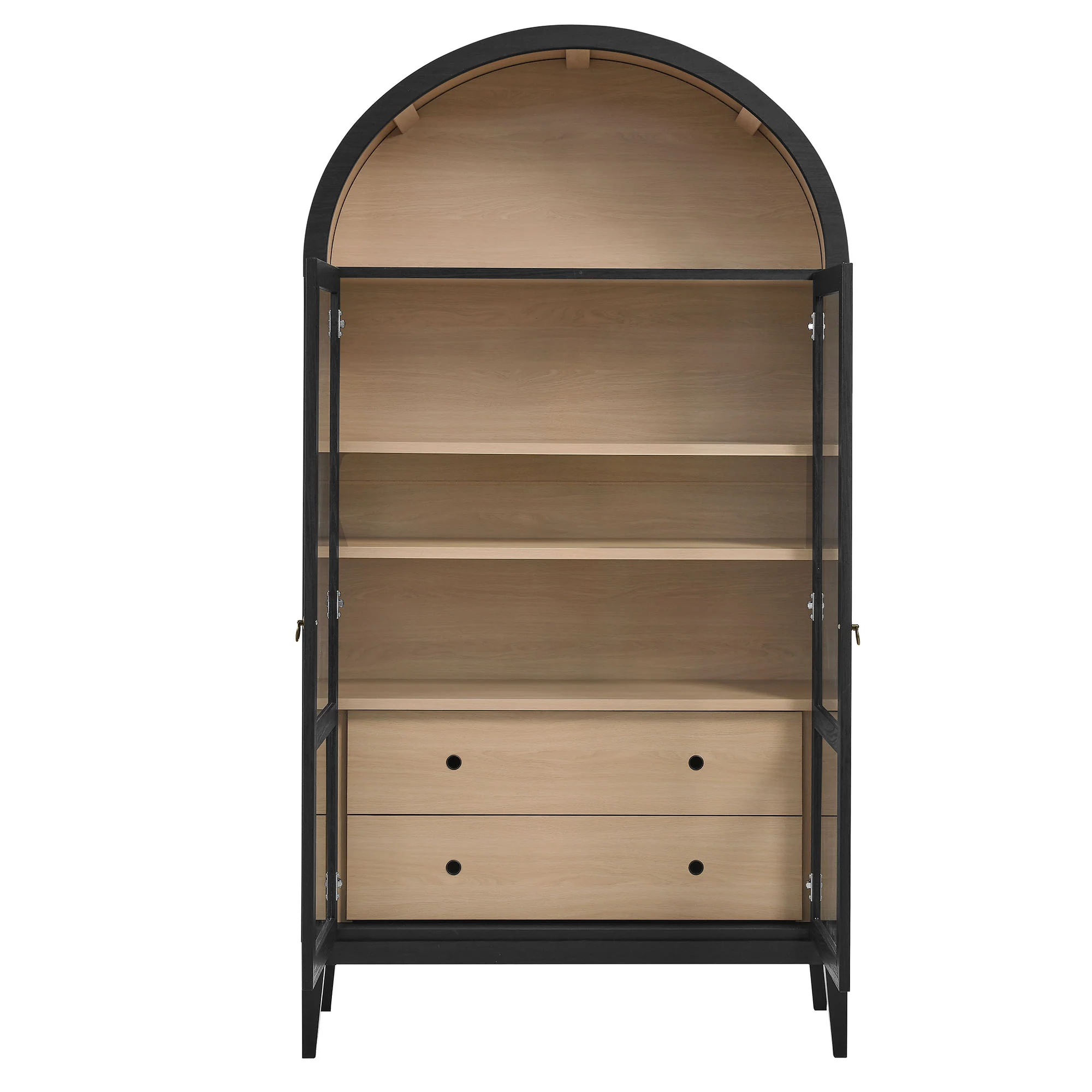 Nolan 1-Piece Wood Storage Cabinet with Arched Glass Doors - Image 11