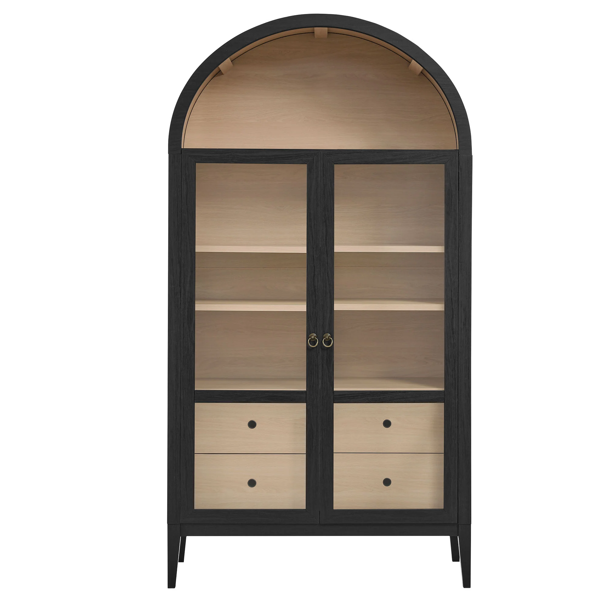 Nolan 1-Piece Wood Storage Cabinet with Arched Glass Doors - Image 14