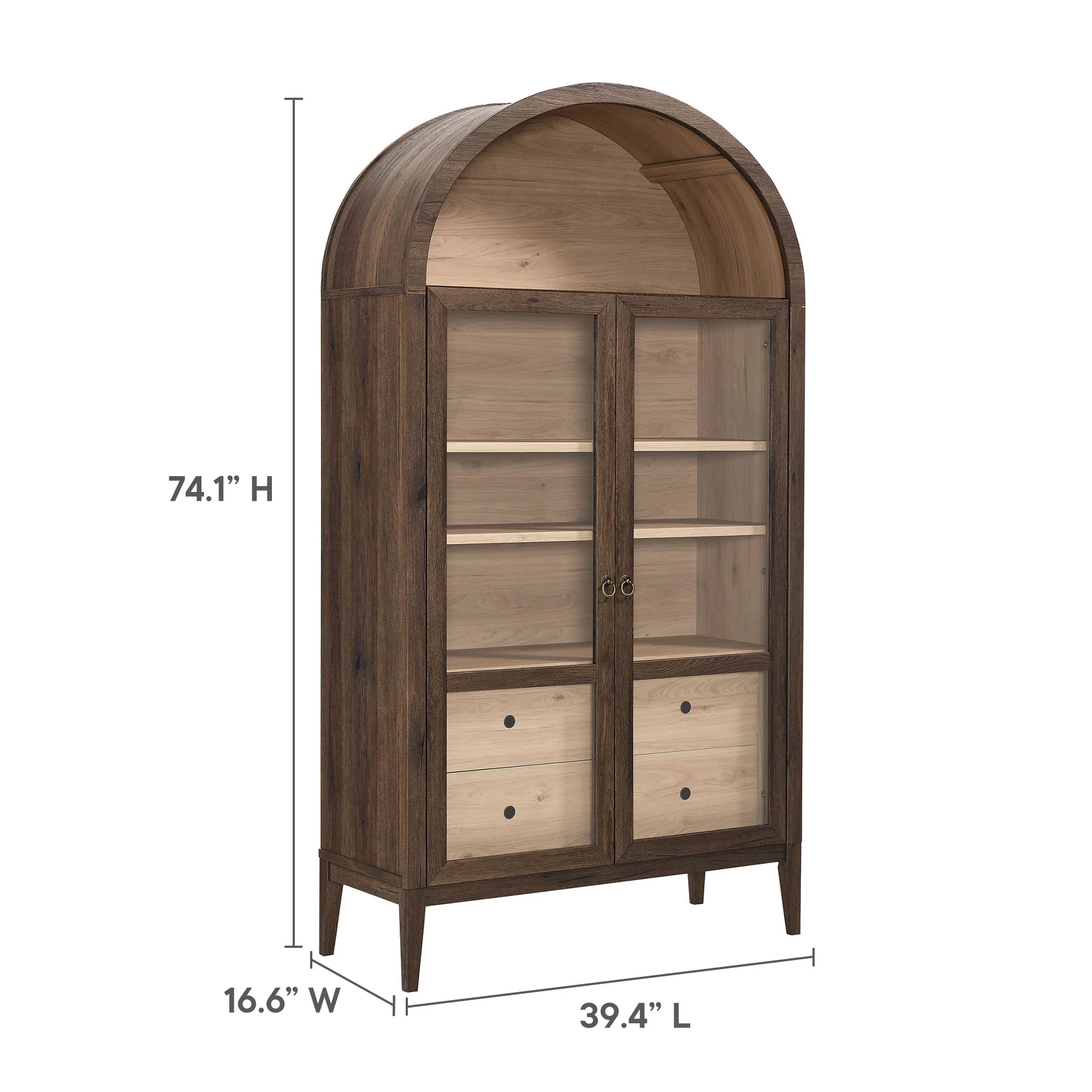 Nolan 1-Piece Wood Storage Cabinet with Arched Glass Doors - Image 21