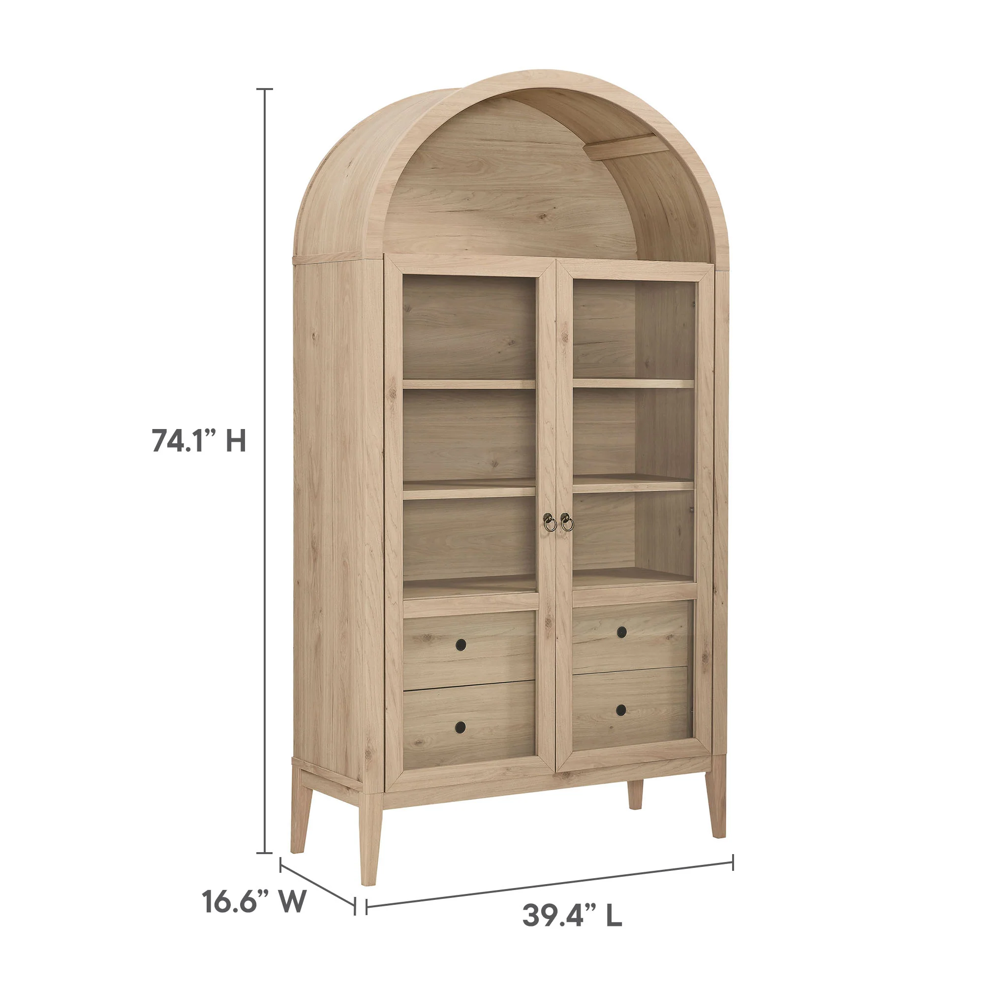 Nolan 1-Piece Wood Storage Cabinet with Arched Glass Doors - Image 22