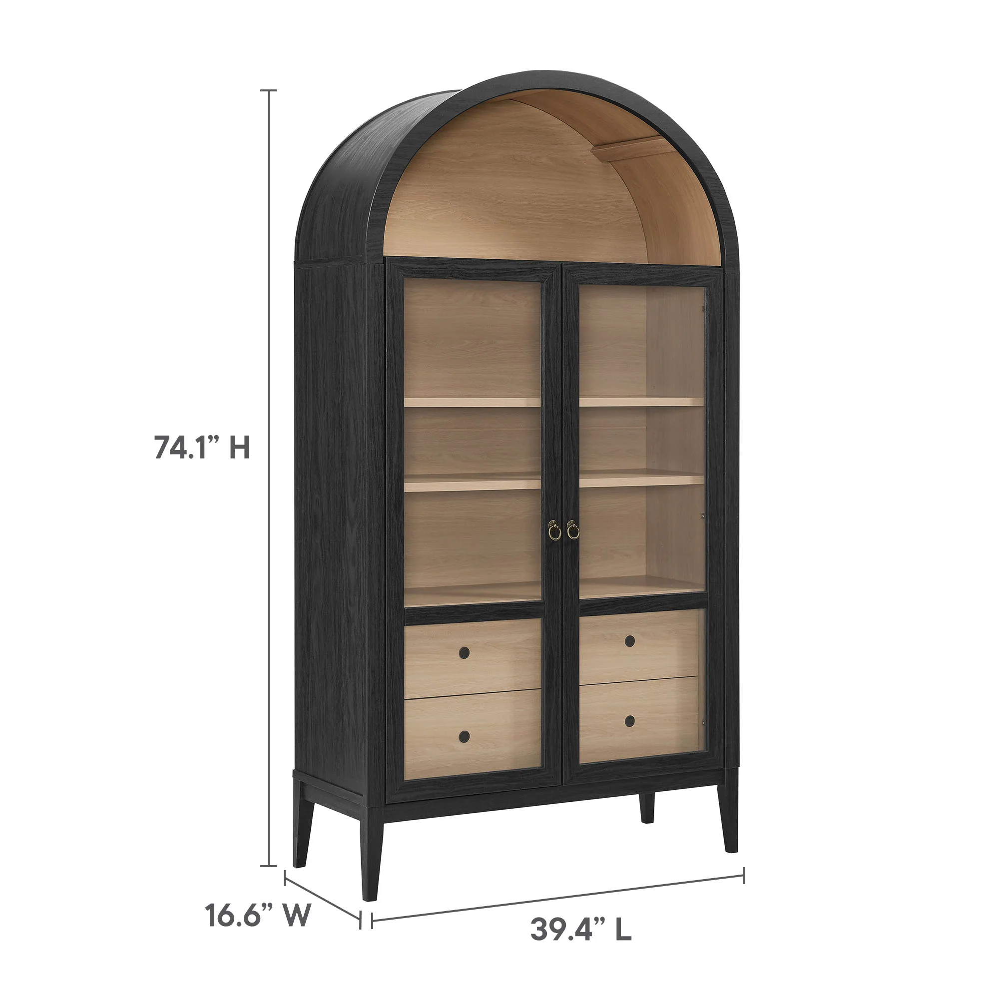 Nolan 1-Piece Wood Storage Cabinet with Arched Glass Doors - Image 23