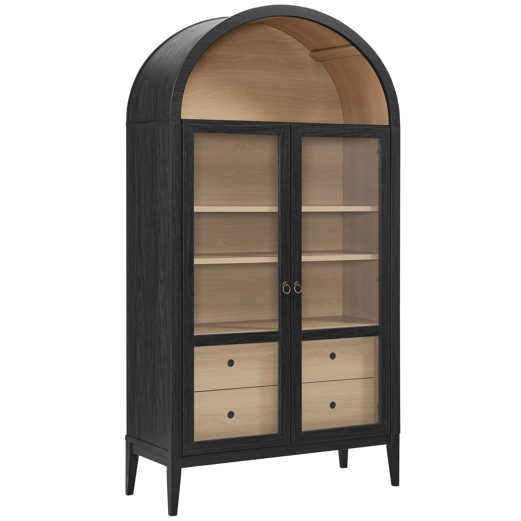 Nolan 1-Piece Wood Storage Cabinet with Arched Glass Doors - Image 26