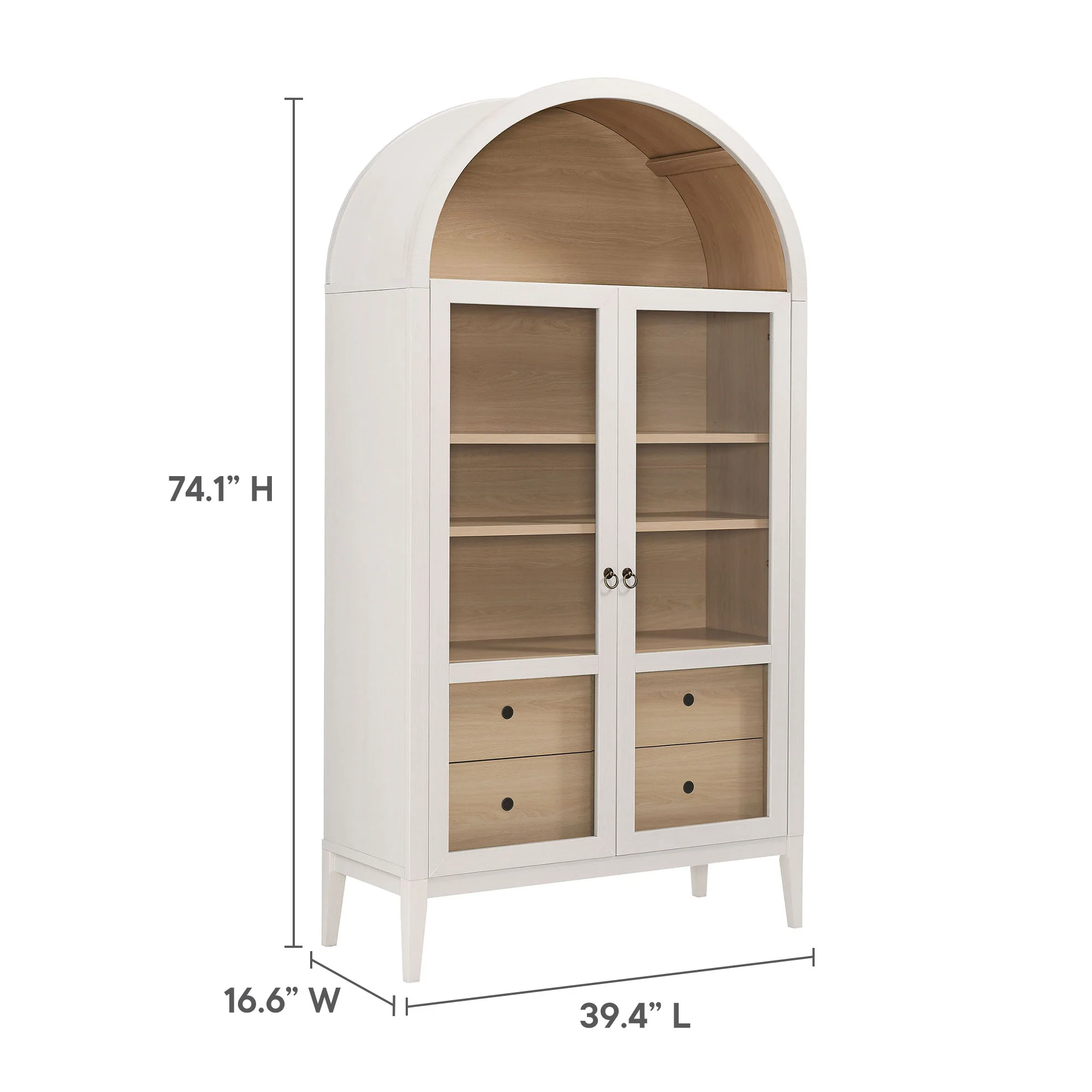 Nolan 1-Piece Wood Storage Cabinet with Arched Glass Doors - Image 3