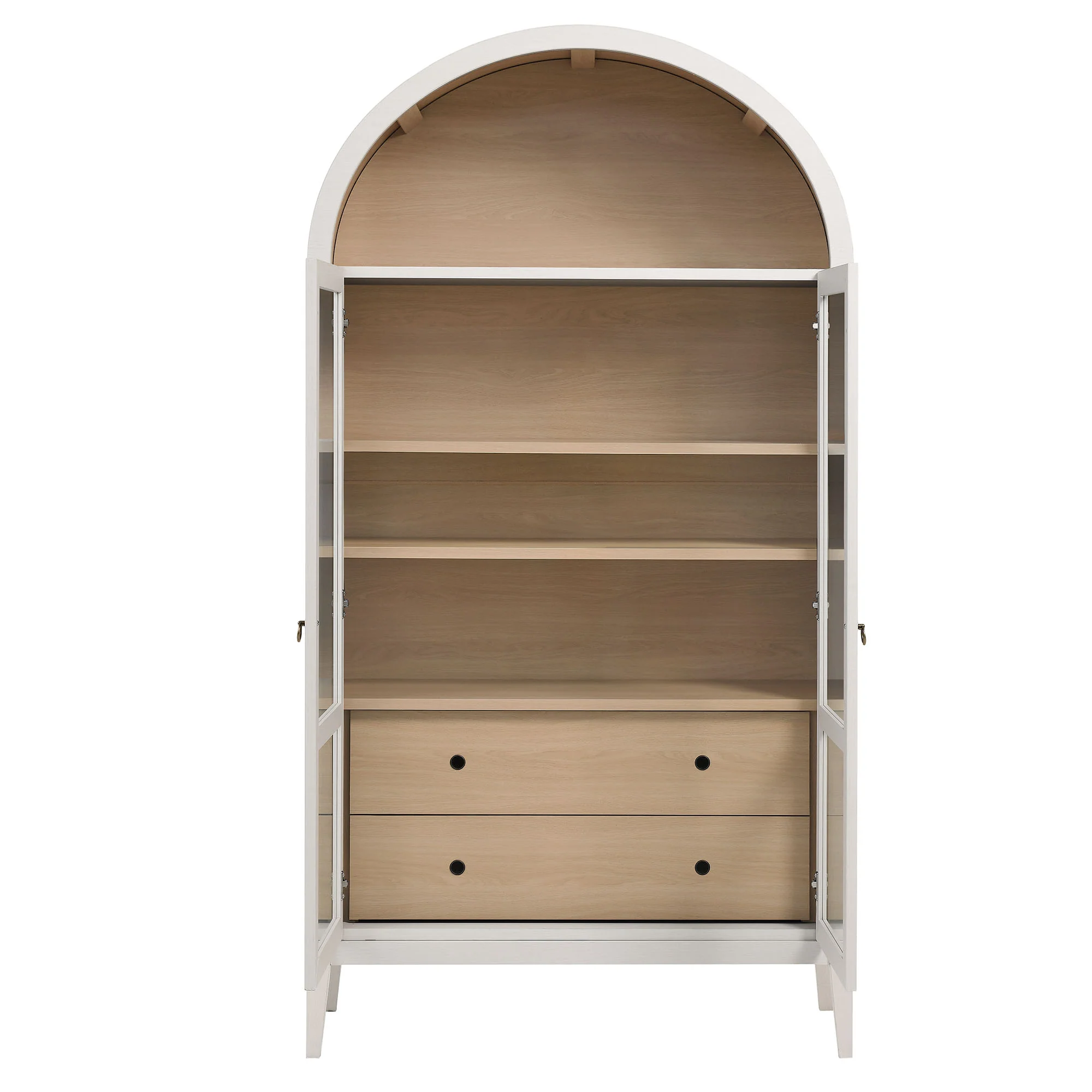 Nolan 1-Piece Wood Storage Cabinet with Arched Glass Doors - Image 6