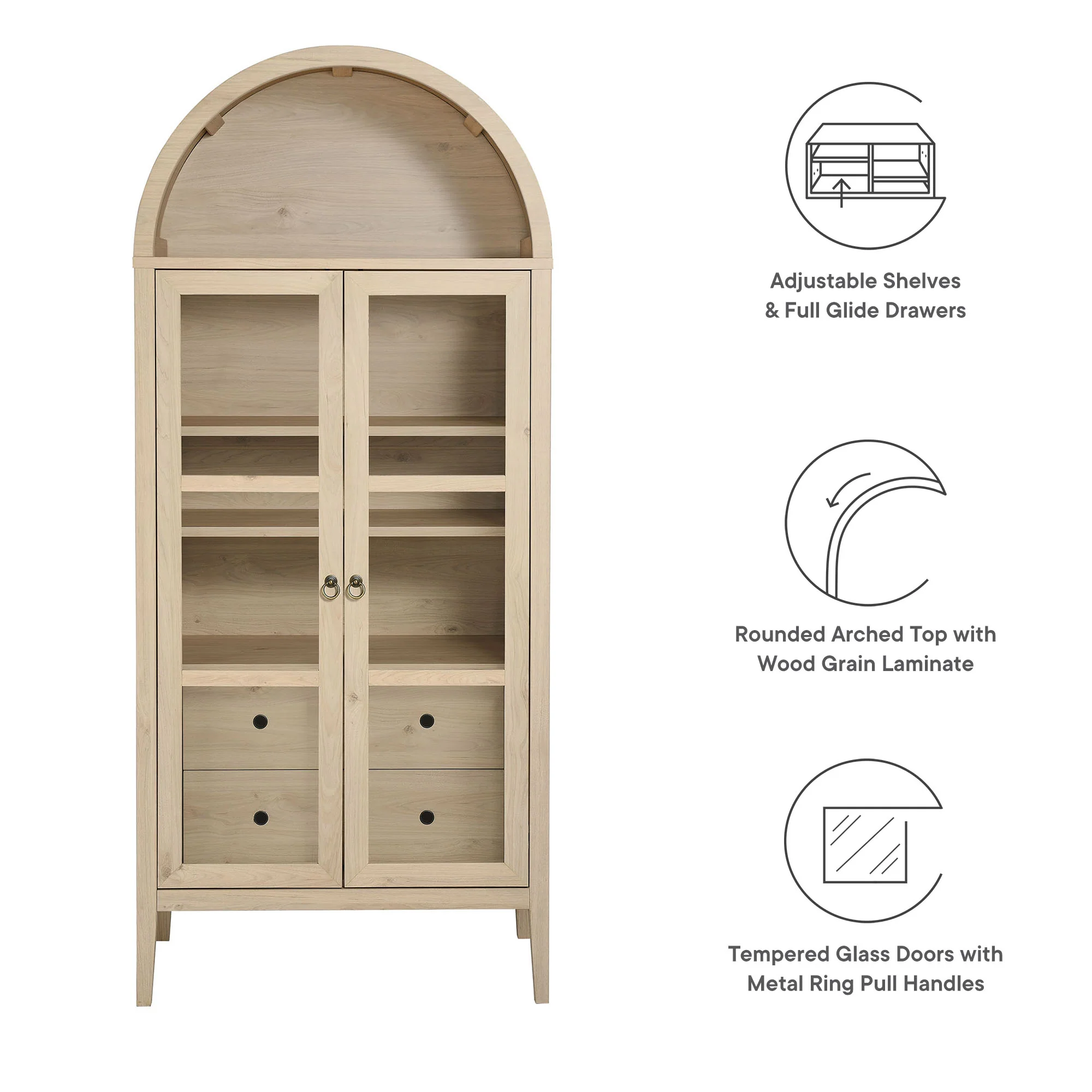 Nolan Tall Arched Storage Display Cabinet by Modway - Image 21