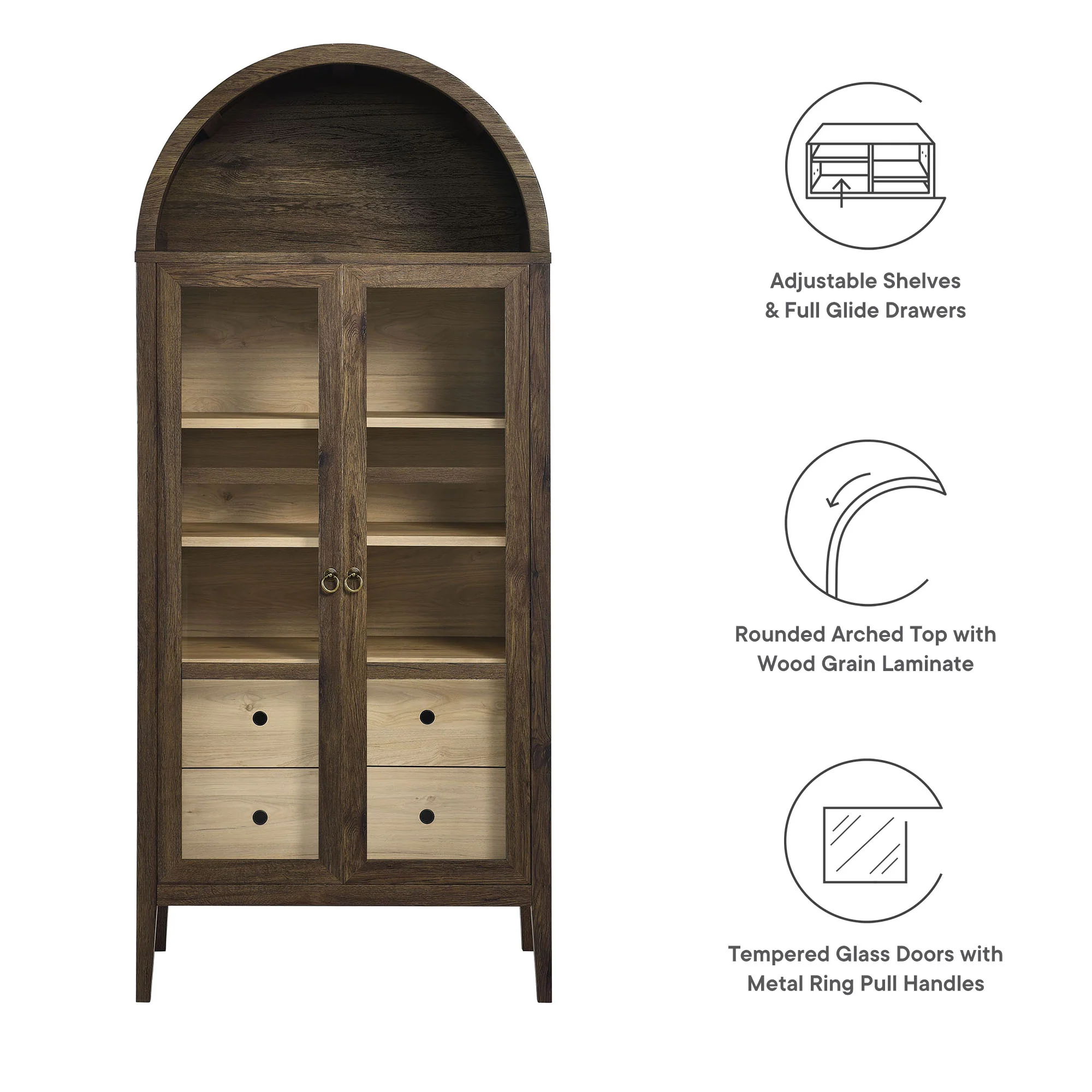 Nolan Tall Arched Storage Display Cabinet by Modway - Image 23