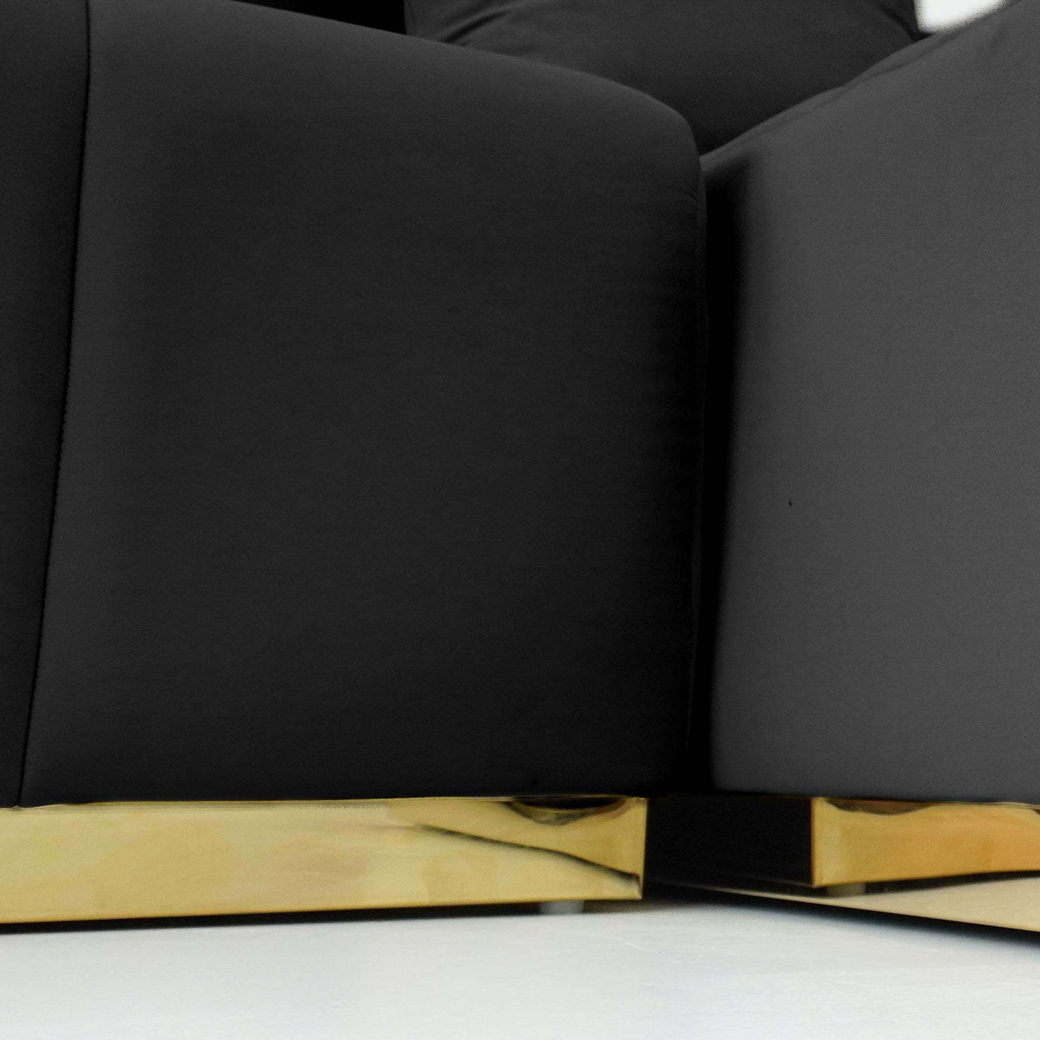 Nolan U-Shape Corner Sofa - Black Velvet - Image 3